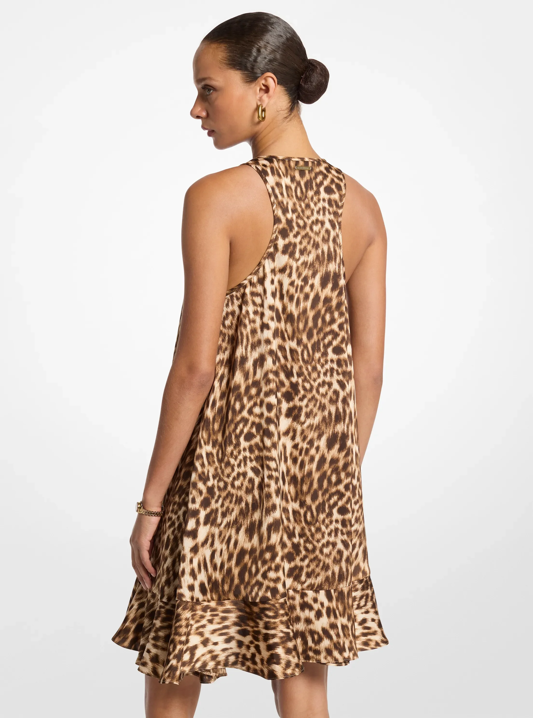 Женские платья Michael Kors Leopard Print Satin Ruffled Dress — фото 2