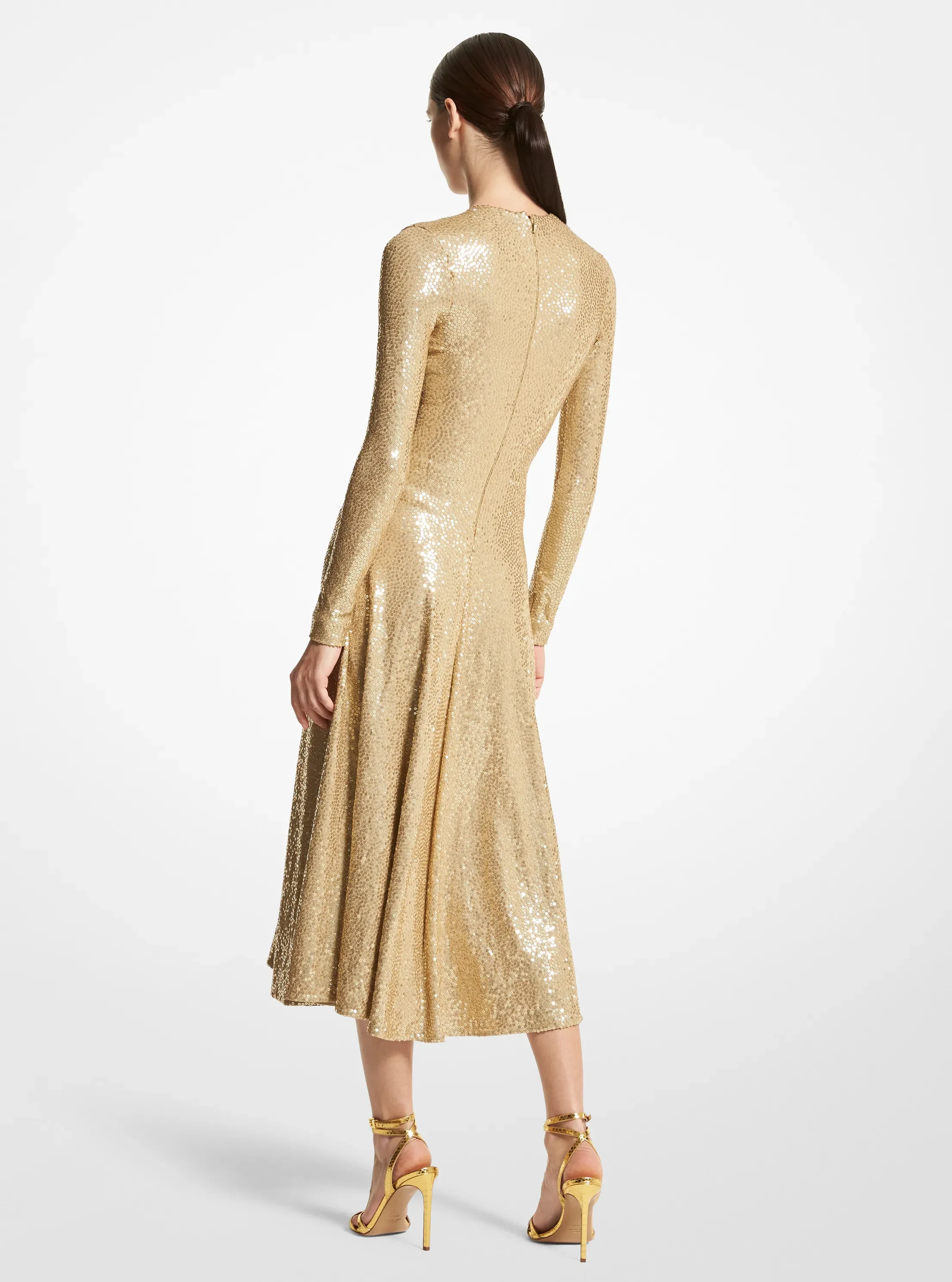 Женское платье Michael Kors Hand-Embroidered Sequin Stretch Jersey Dance, цвет: Дюнный — фото 2