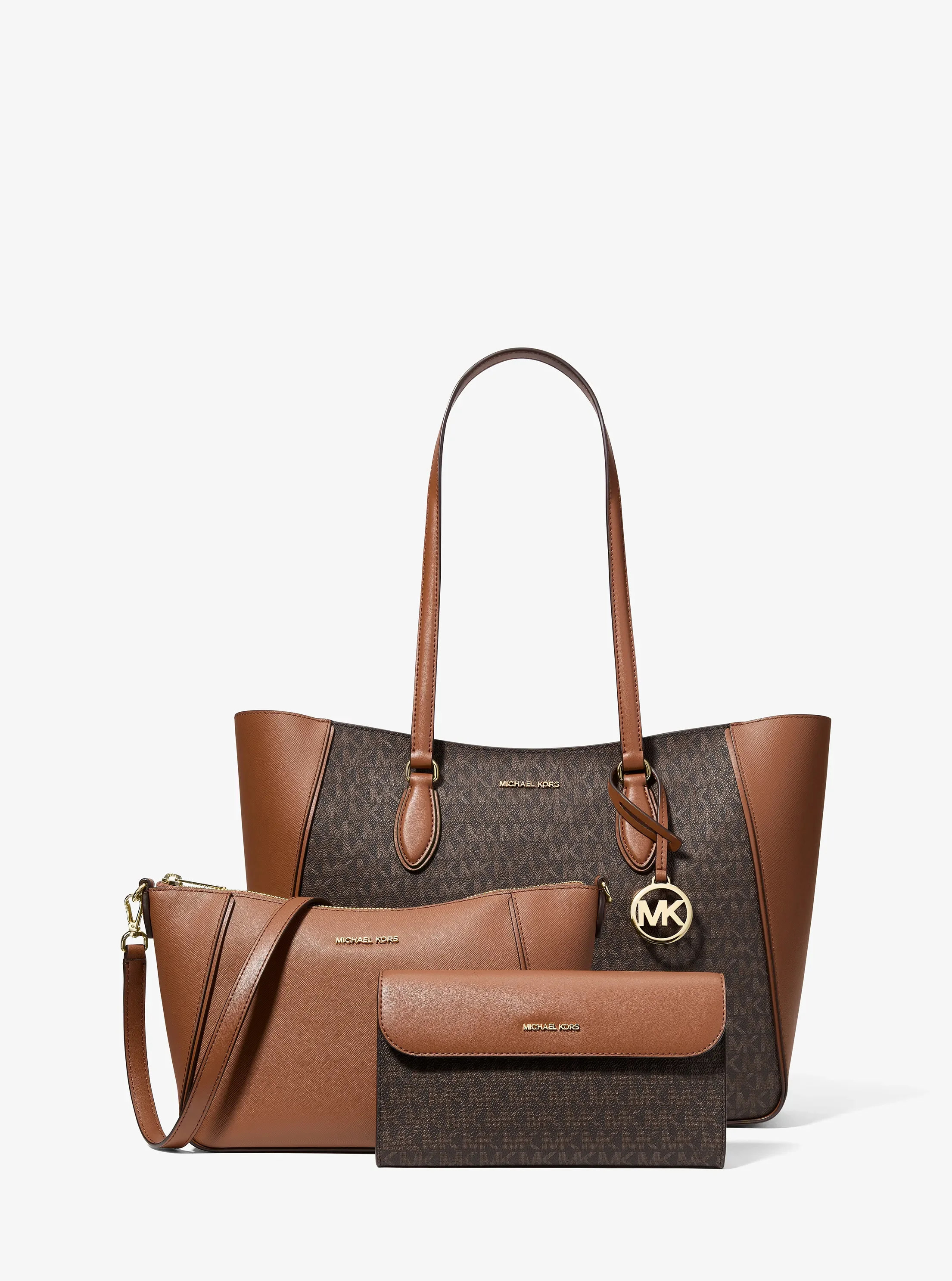 Женская сумка Michael Kors Jet Set Travel Large Signature Logo 3-in-1, цвет: Коричневый — фото 6