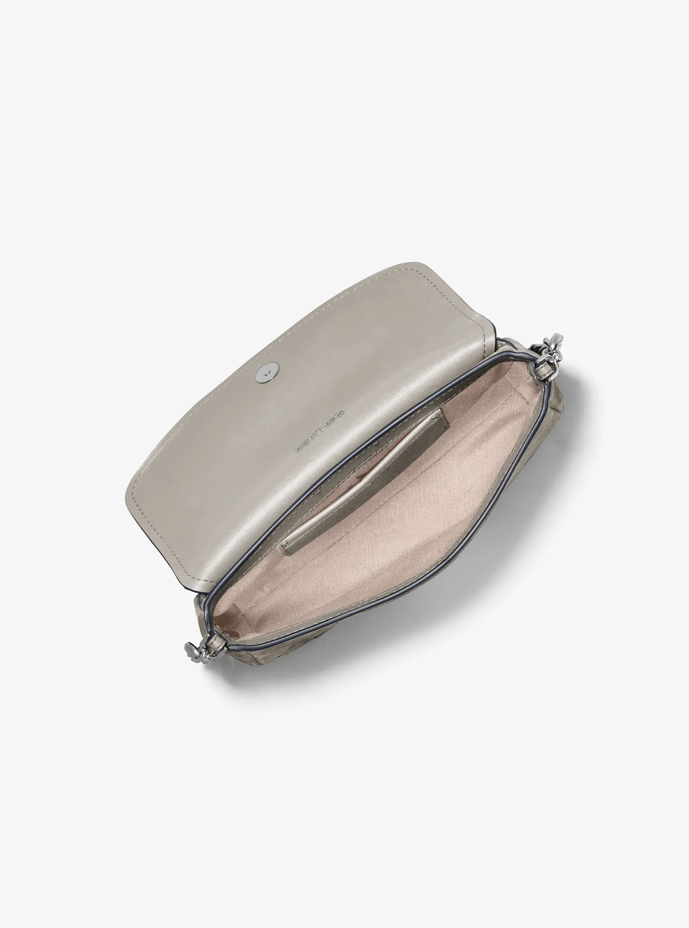Сумка Michael Kors Nolita Small Nubuck Crossbody Bag, цвет: Меланжевый серый — фото 2