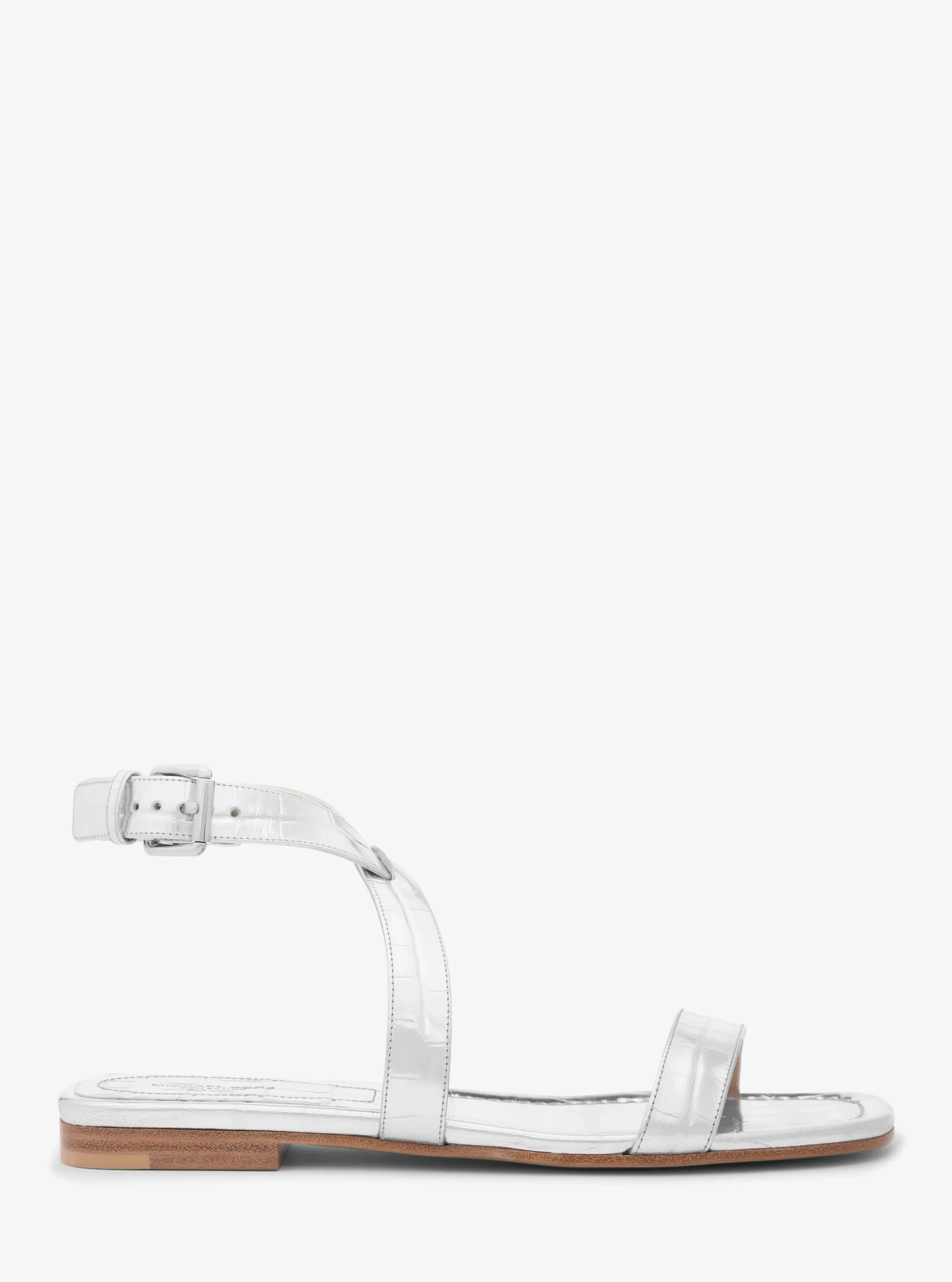 Сандалии Michael Kors Bridgette Metallic Crocodile Embossed Leather Sandal, цвет: Серебряный — фото 2