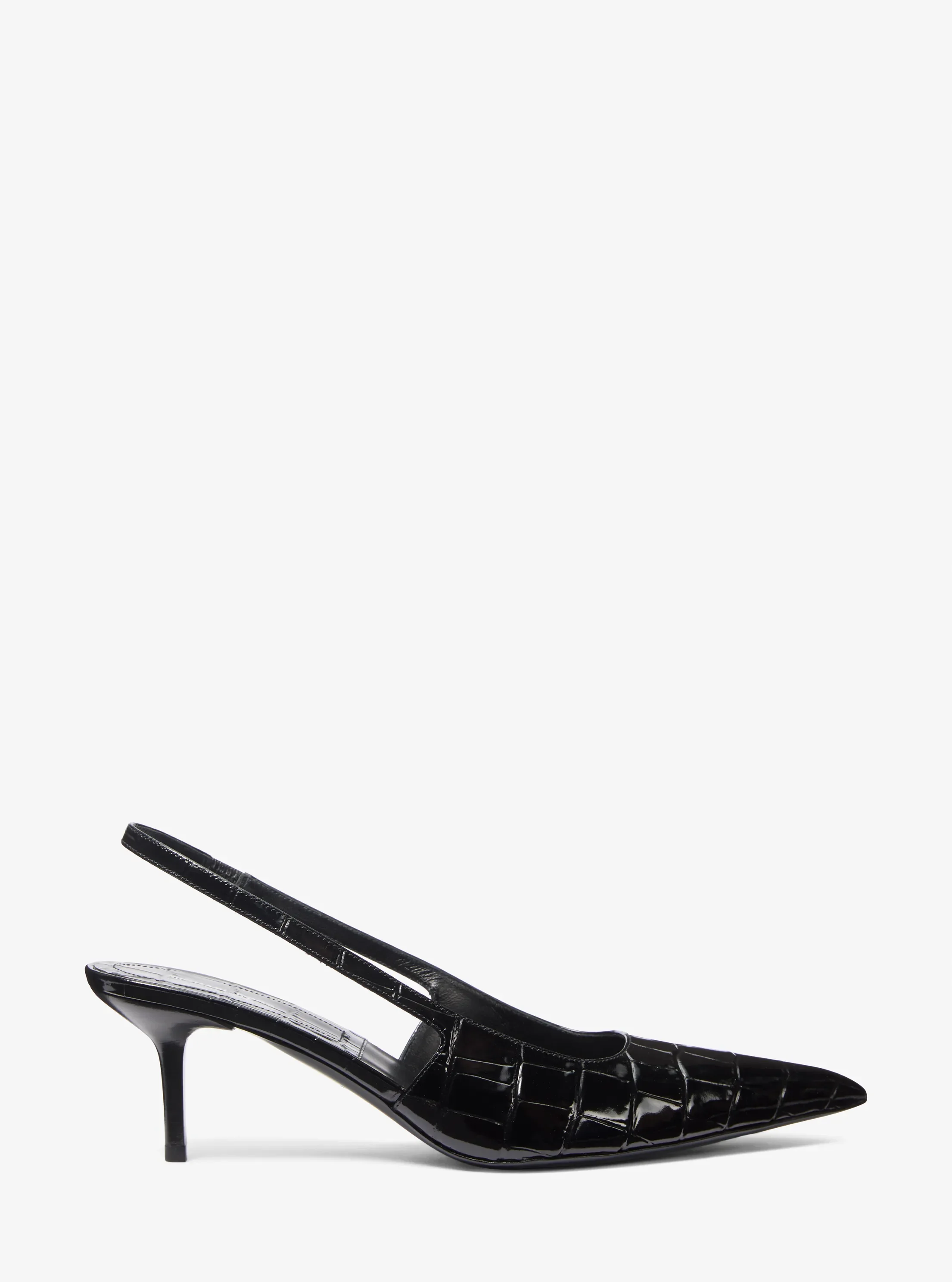 Женские туфли Michael Kors Emma Crocodile Embossed Leather Slingback Pump, цвет: Чёрный — фото 2