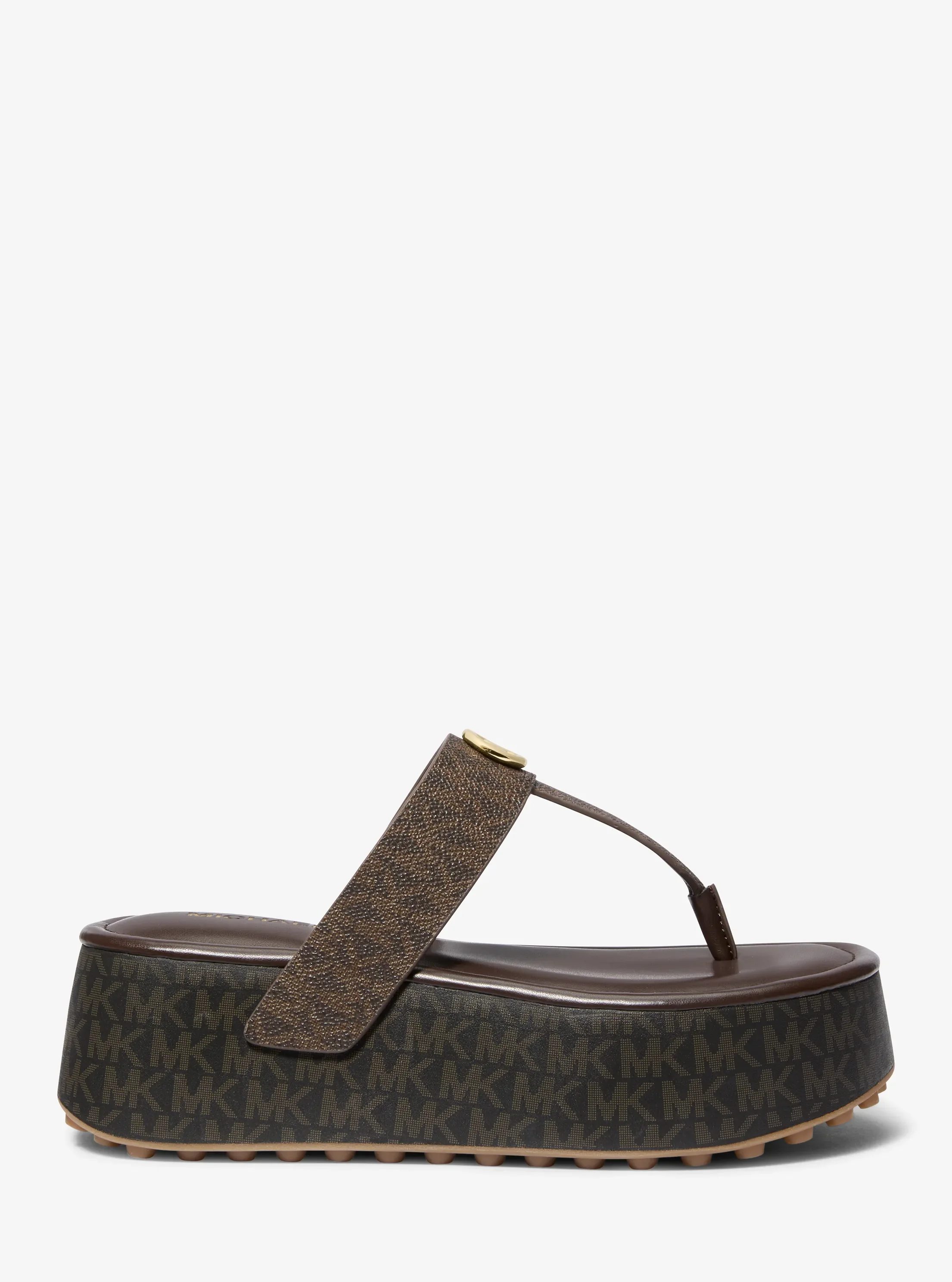 Женские сандалии Michael Kors Koya Signature Logo Platform Flip Flop, цвет: Коричневый — фото 2
