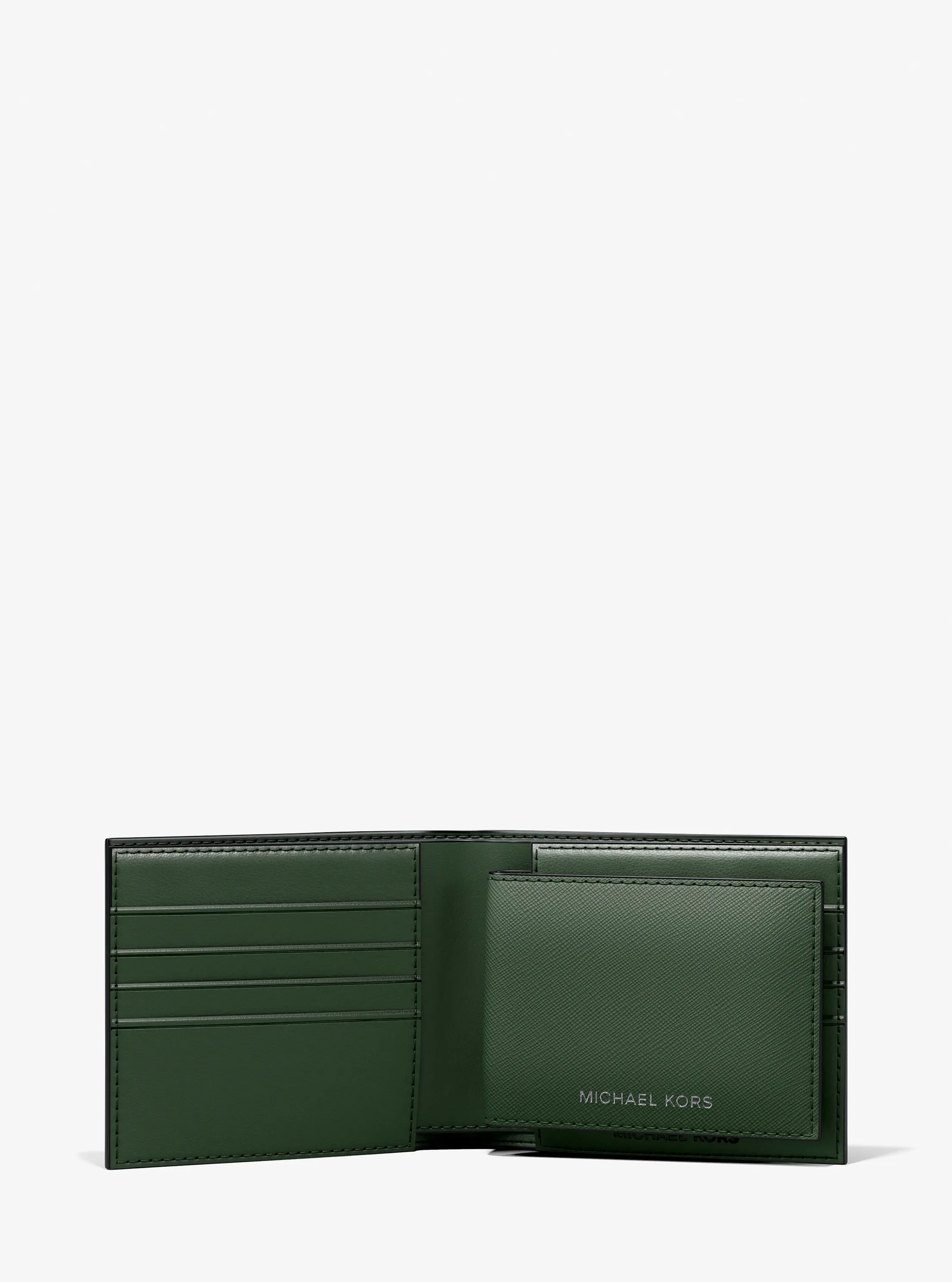 Кошелёк Michael Kors Cooper Saffiano Leather Billfold Wallet With Passcase, цвет: Зелёный — фото 2