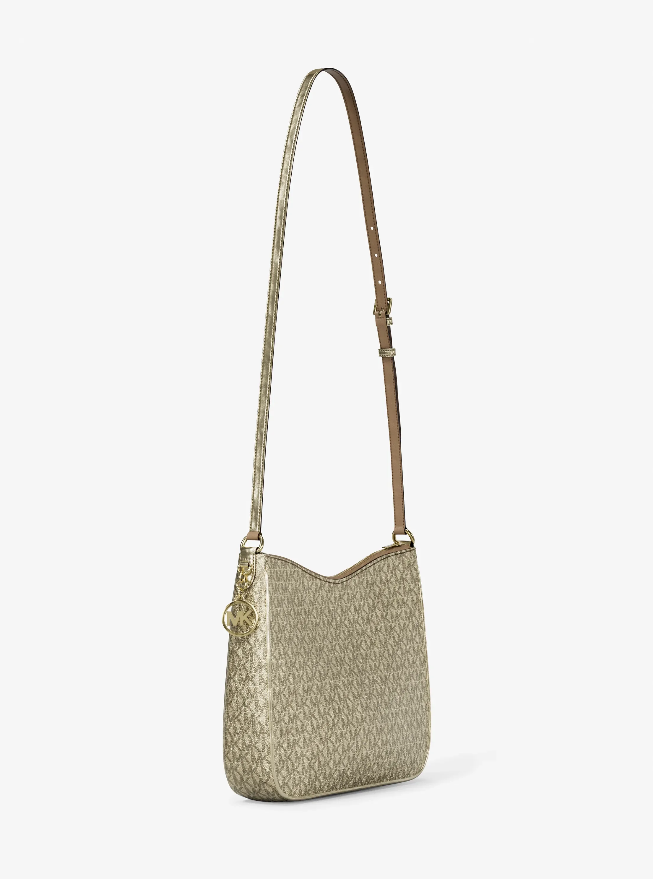 Michael Kors Nayla Medium Metallic Signature Logo Messenger Bag — фото 3