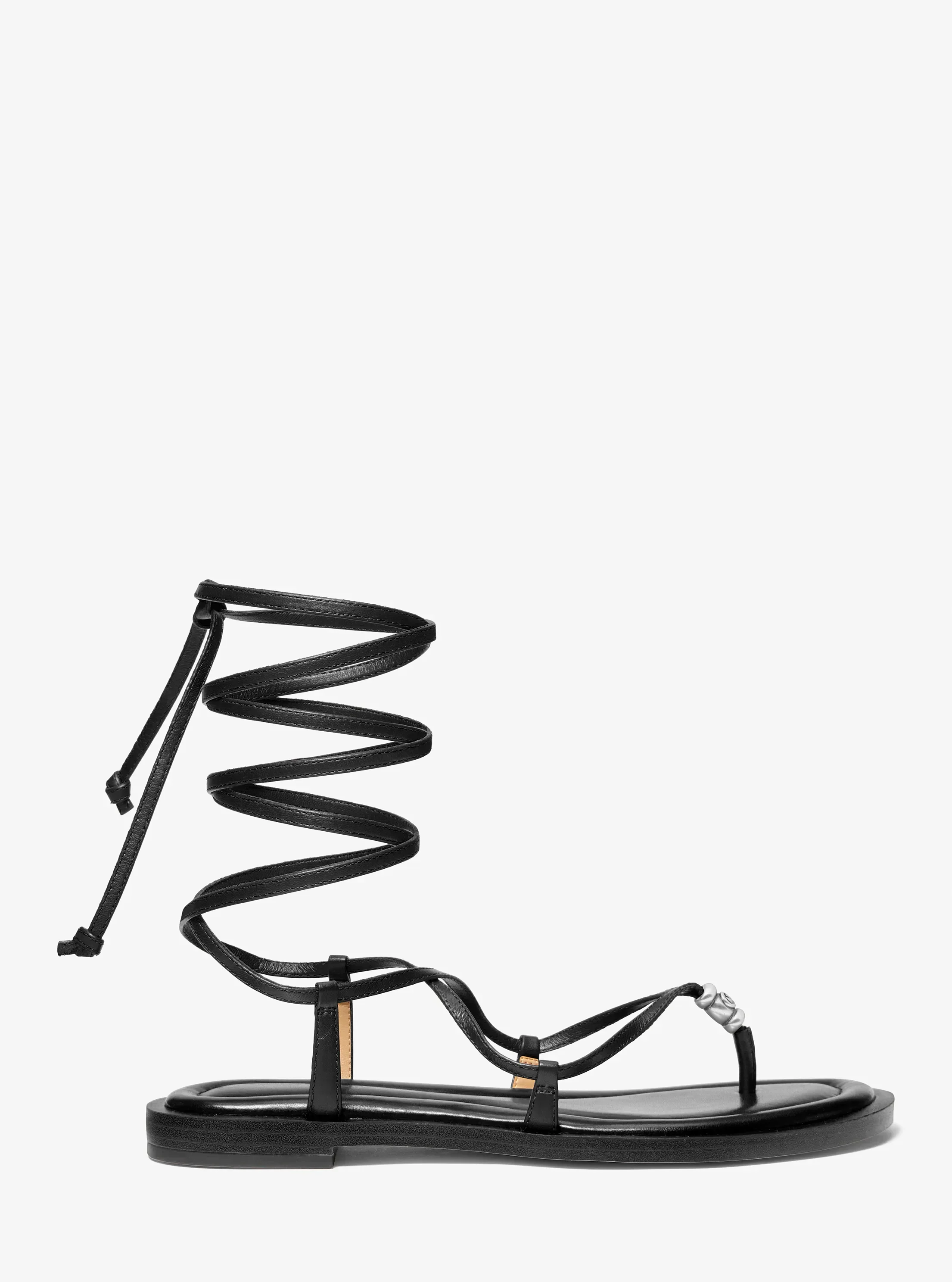 Женские сандалии Michael Kors Khloe Embellished Leather Lace-Up Sandal, цвет: Чёрный — фото 2