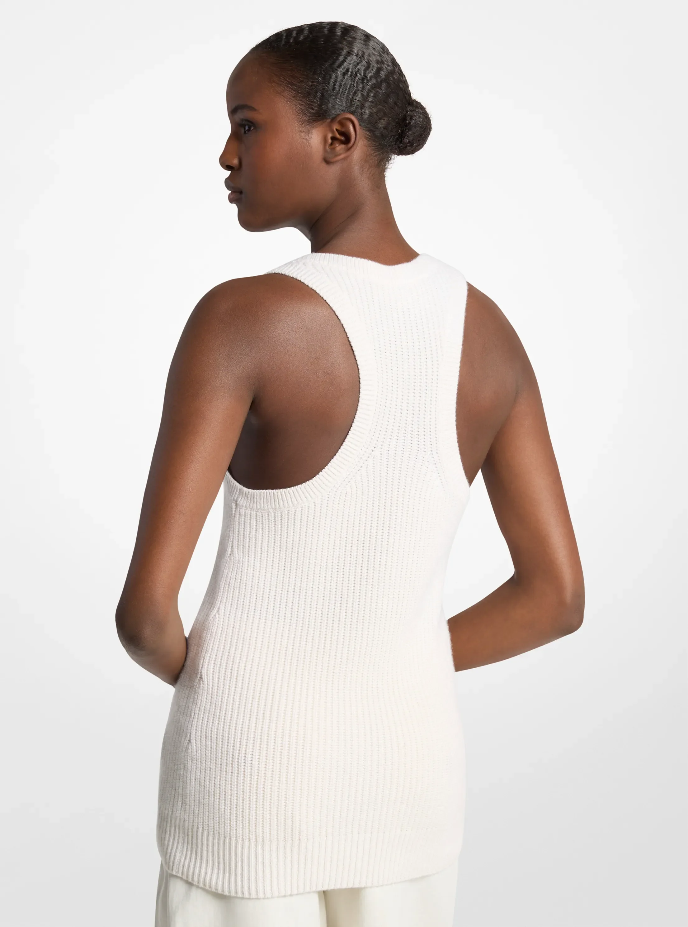 Женский топ Michael Kors Cashmere and Linen Tank Top, цвет: Слоновая кость — фото 2