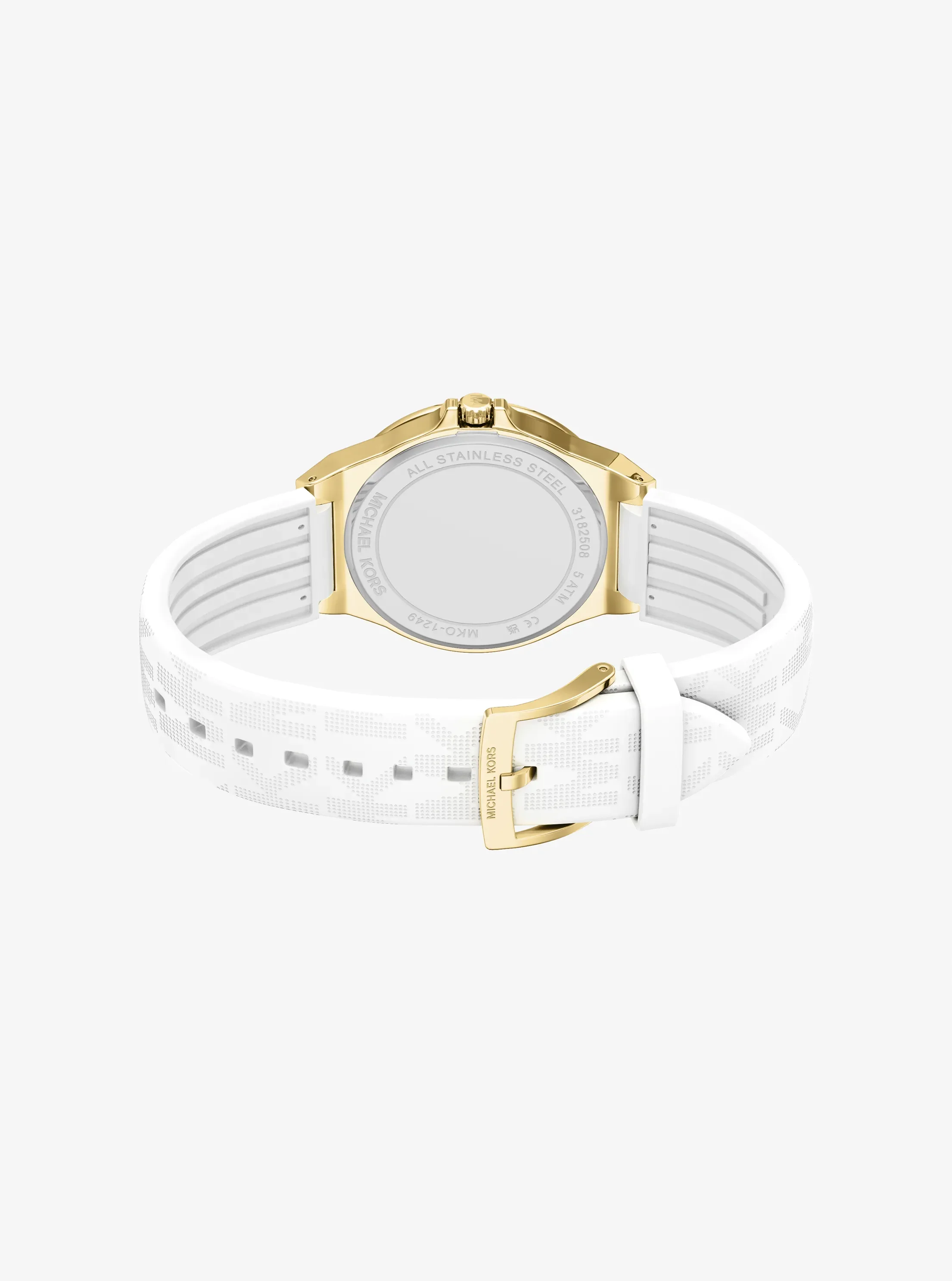 Часы Michael Kors Lennox Pavé Gold-Tone and Logo Silicone Strap Watch, цвет: Золотой — фото 4