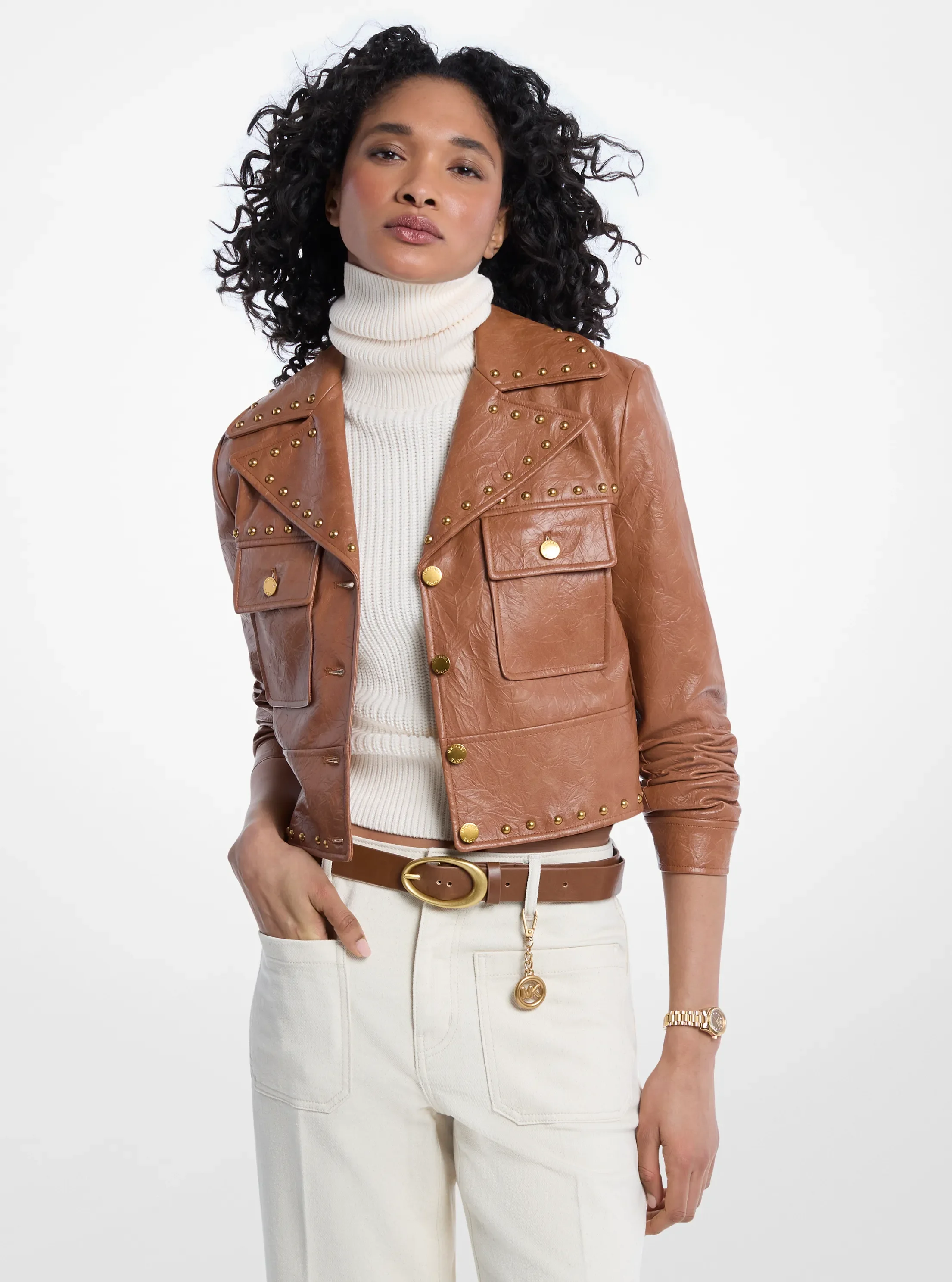 Женские куртки Michael Kors Crinkled Studded Jacket