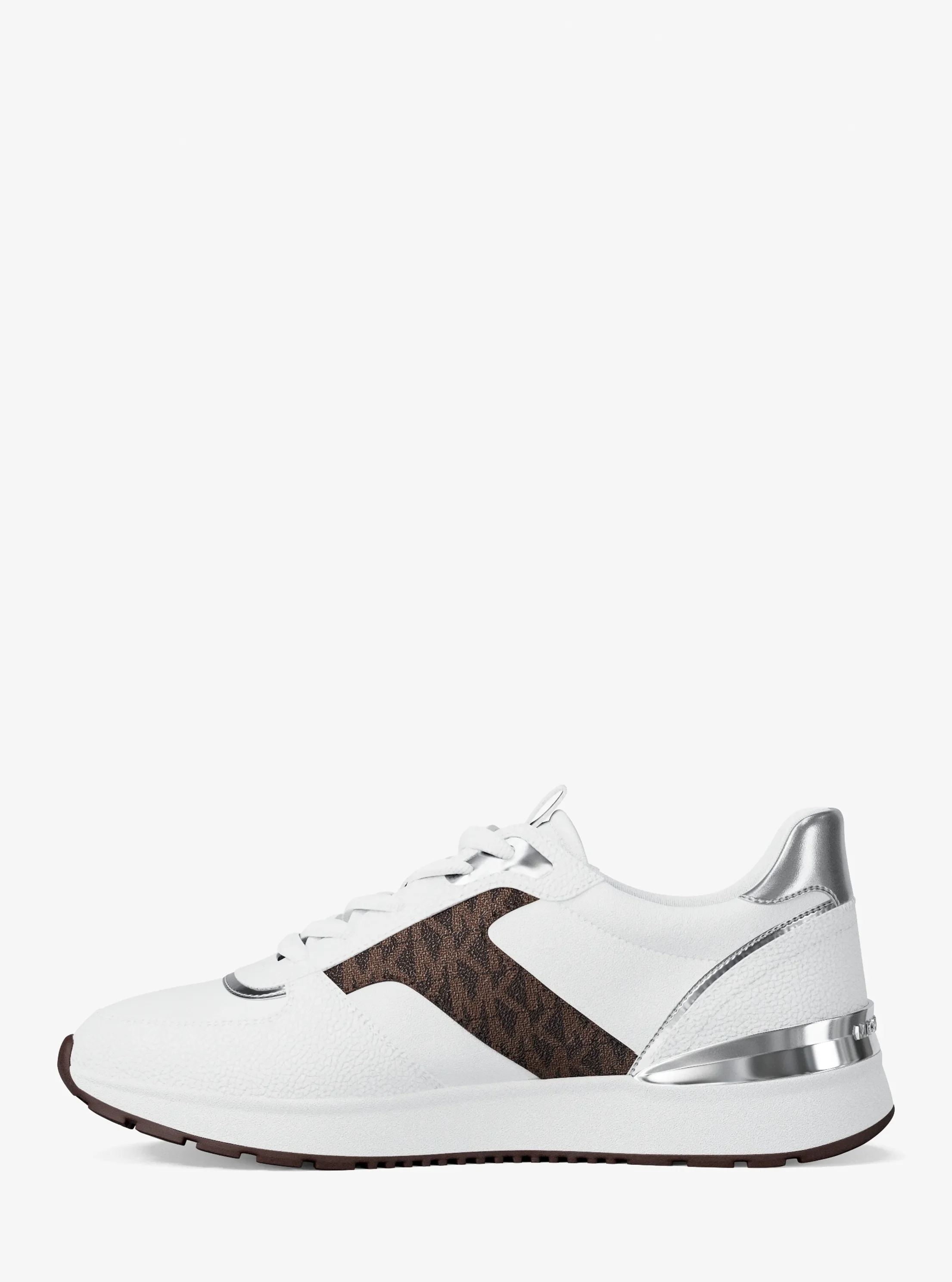 Кроссовки Michael Kors Remy Mixed-Media Trainer, цвет: Белый / Коричневый — фото 3