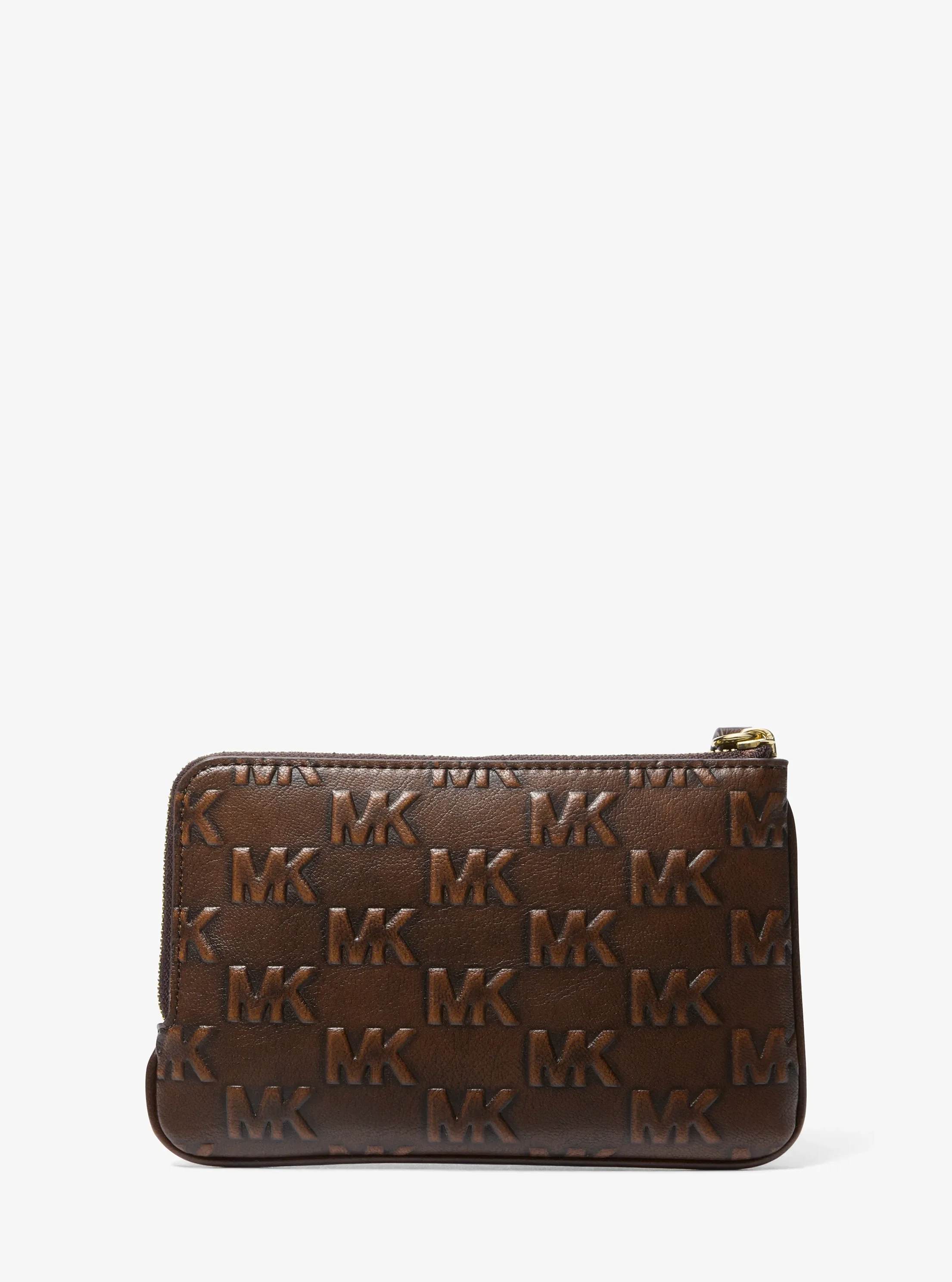 Сумка Michael Kors Jet Set Travel Small Burnished Logo Embossed Wristlet, цвет: Шоколадный — фото 3