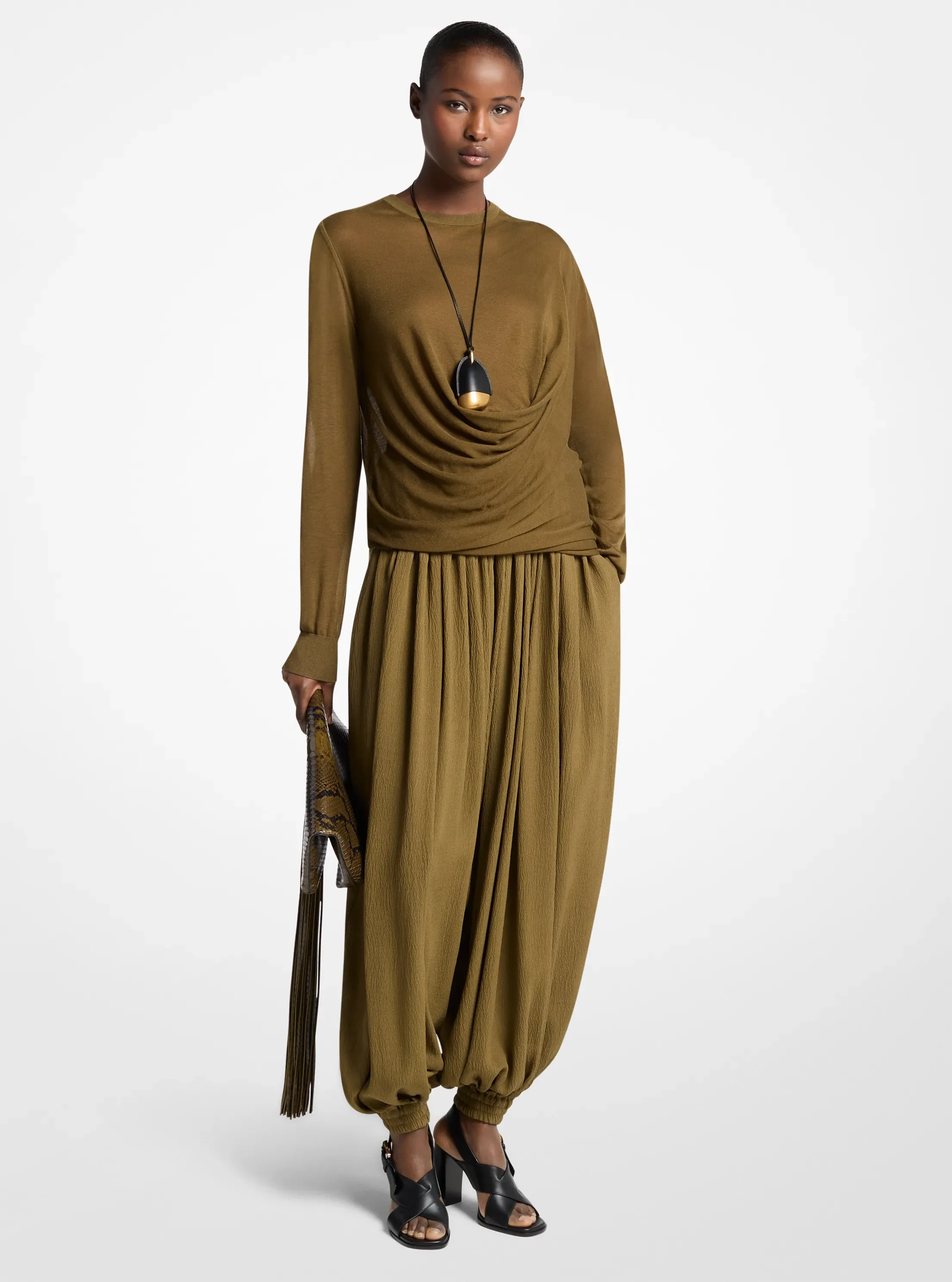 Женский свитер Michael Kors Draped Gauze, цвет: Fennel