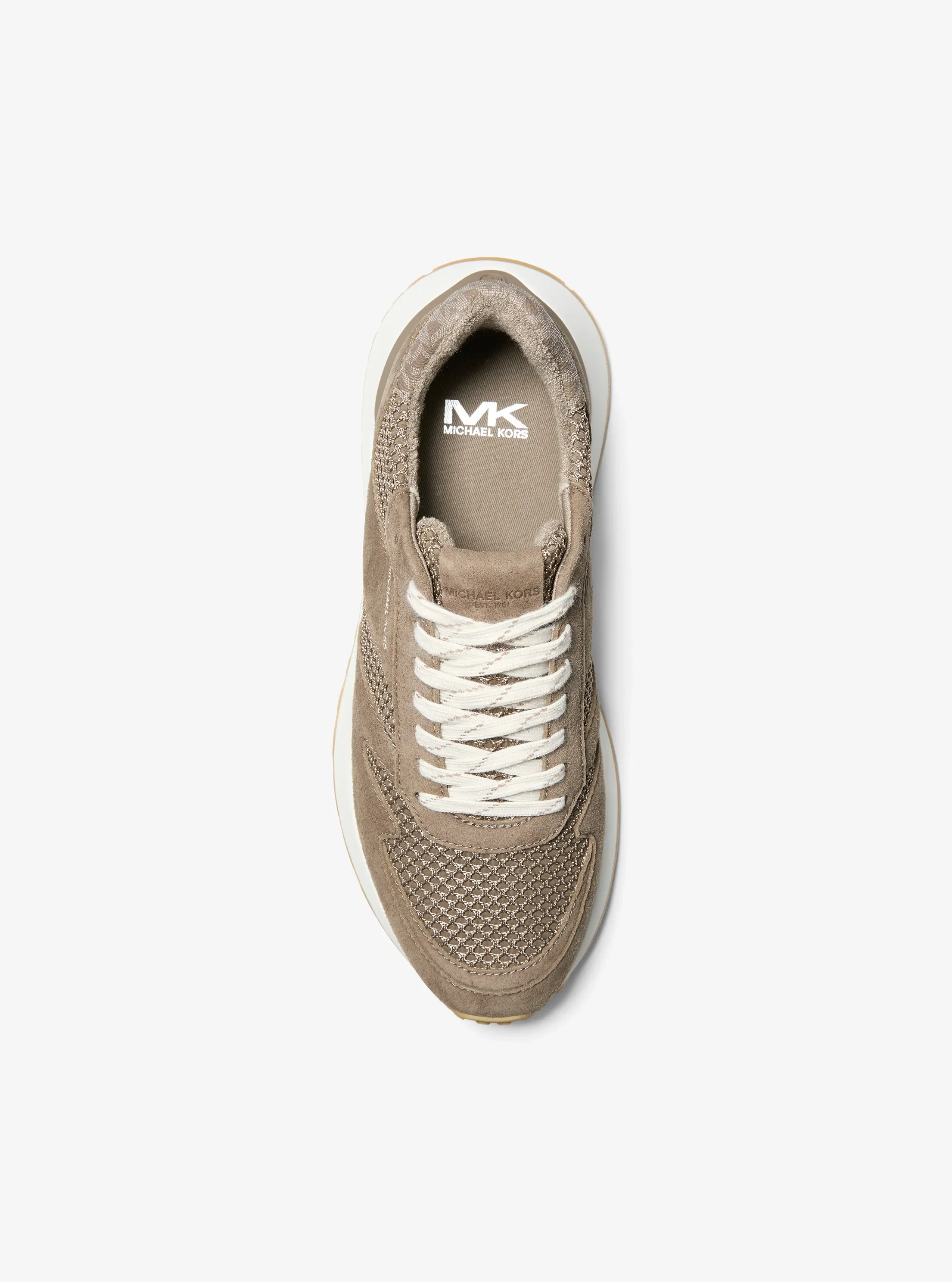 Кроссовки Michael Kors Dax Mixed-Media Trainer, цвет: Серо-бежевый — фото 4