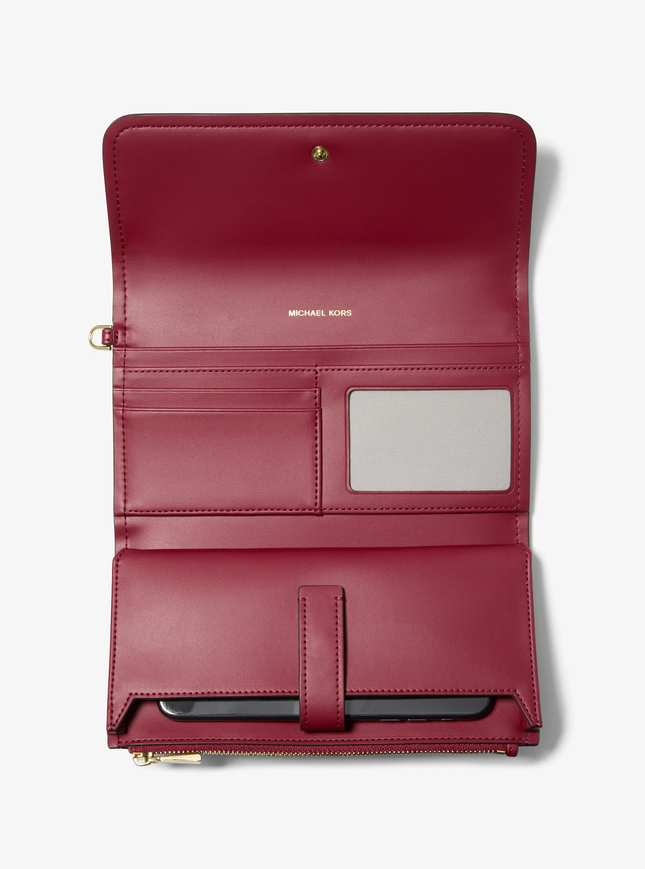 Сумка Michael Kors Jet Set Medium Signature Logo Convertible Wristlet, цвет: Глубокий красный — фото 2
