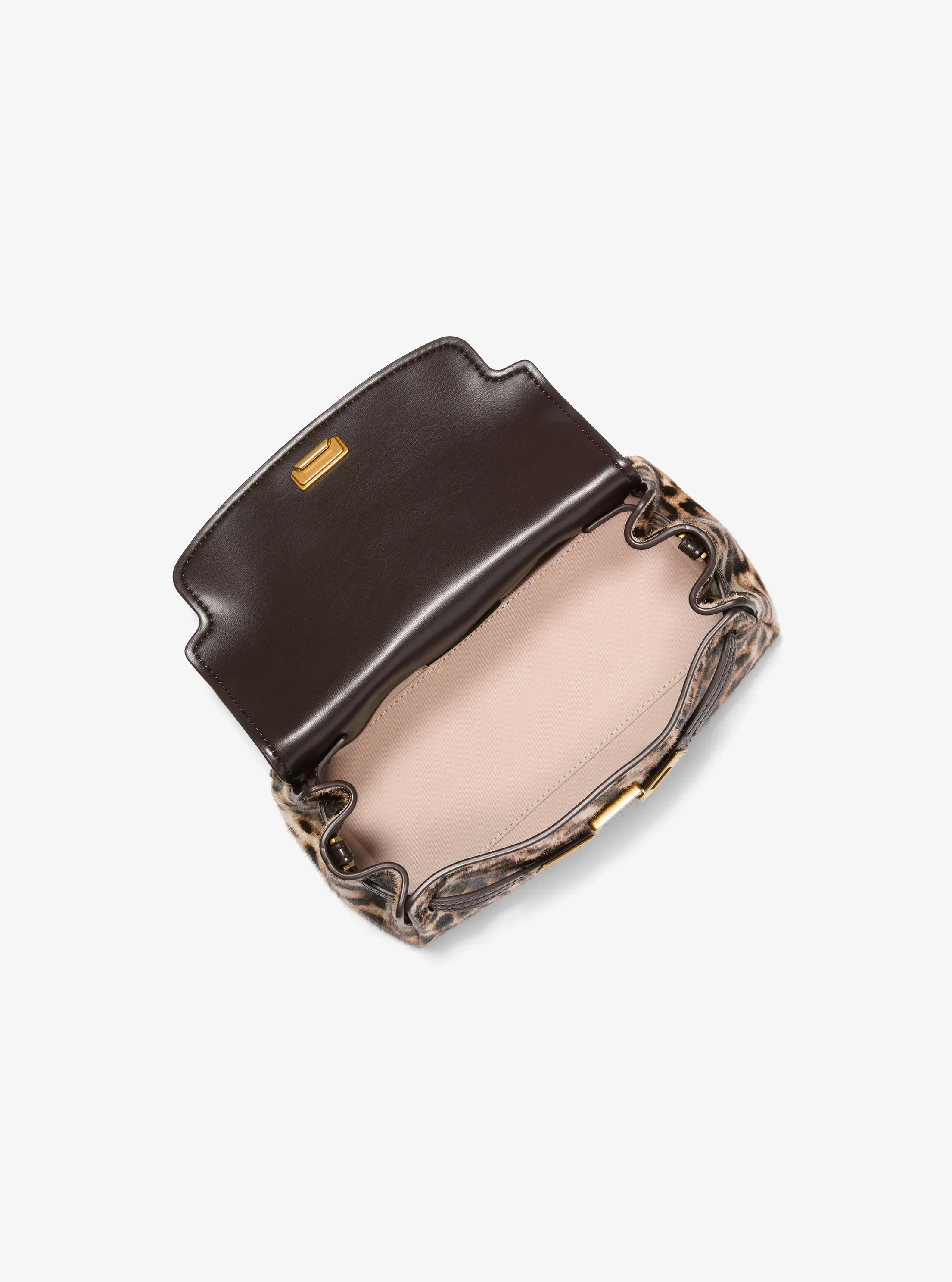 Женские сумки Michael Kors Hamilton Moderne Extra-Small Leather and Leopard Print Calf Hair Slouchy Crossbody — фото 2