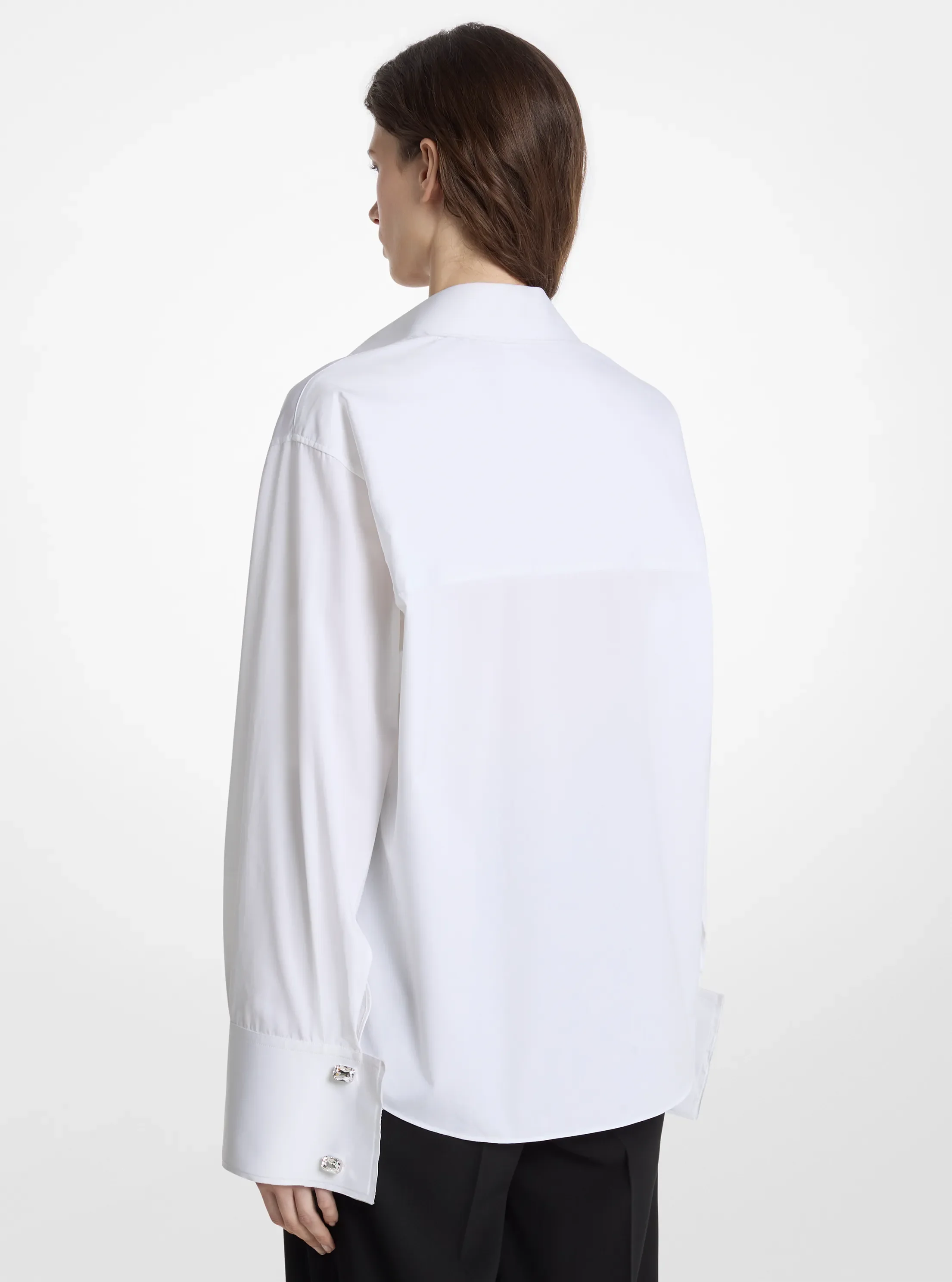 Женские рубашки Michael Kors Frayed Cotton Poplin French Cuff Shirt — фото 2