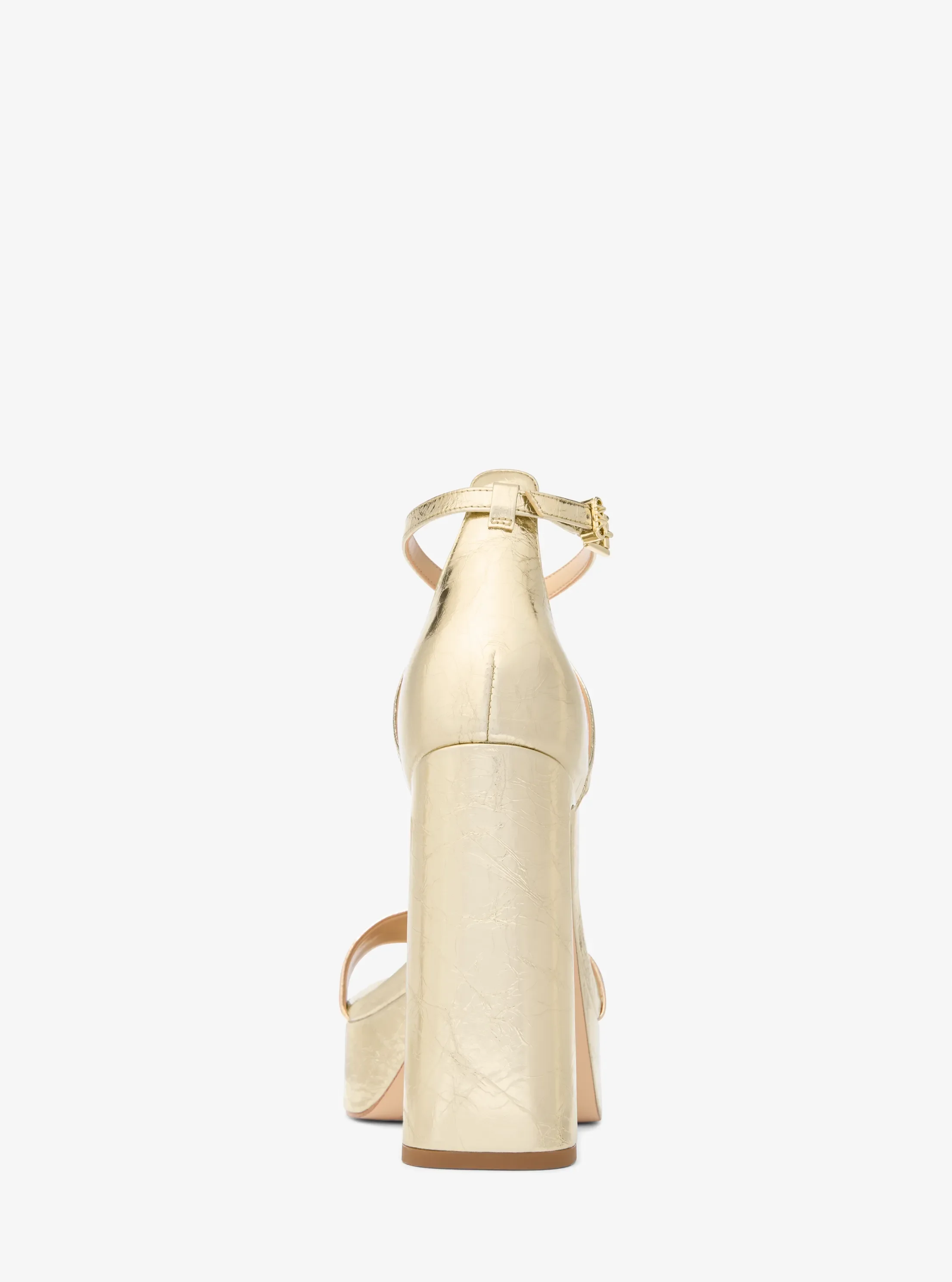 Женские сандалии Michael Kors Cami Crackled Metallic Leather Platform Sandal, цвет: Бледный золотой — фото 3