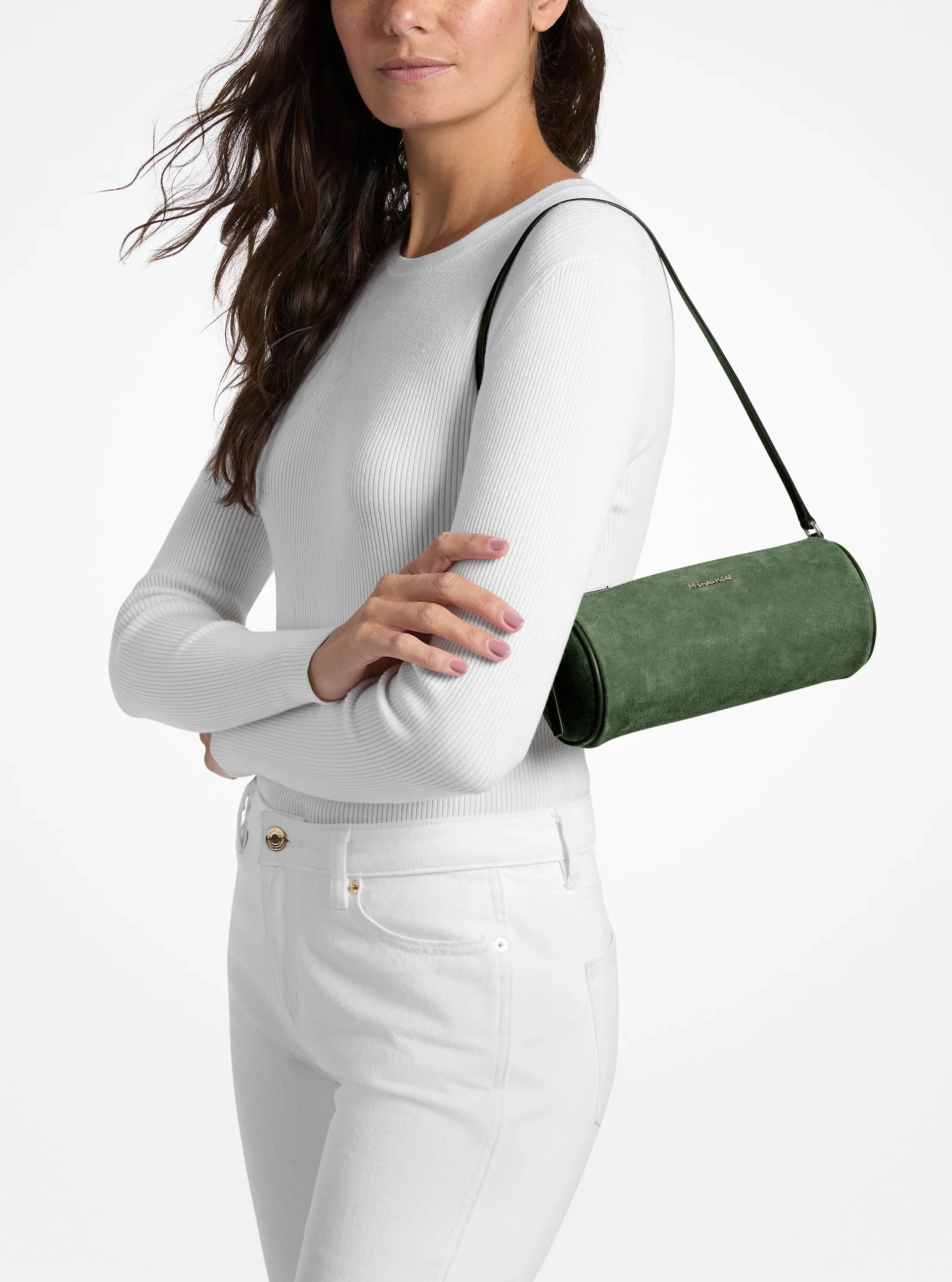 Сумка Michael Kors Ashton Small Barrel Pochette, цвет: Зелёный — фото 4