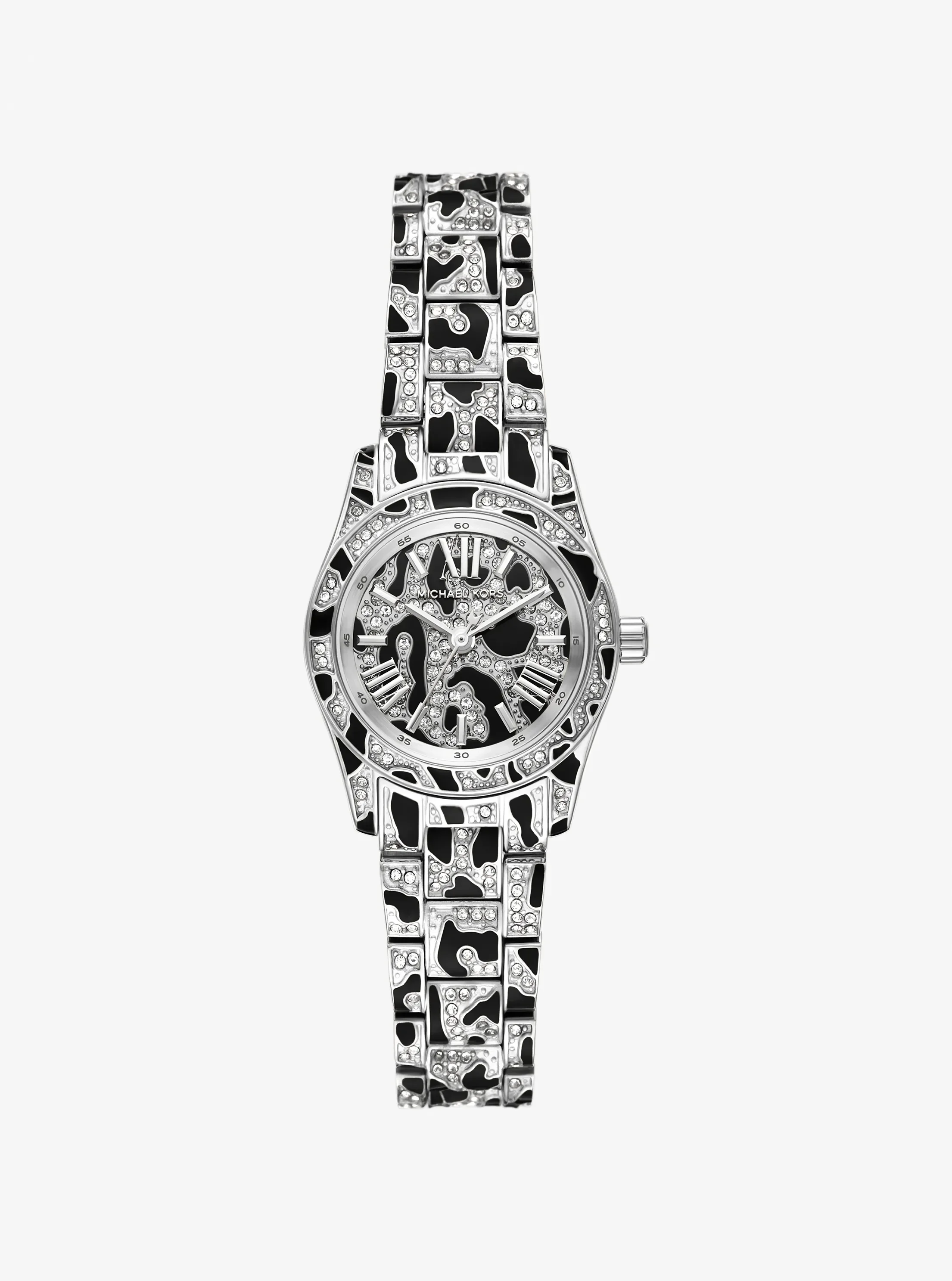 Женские часы Michael Kors Petite Lexington Pavé Animal Print Silver-Tone Watch