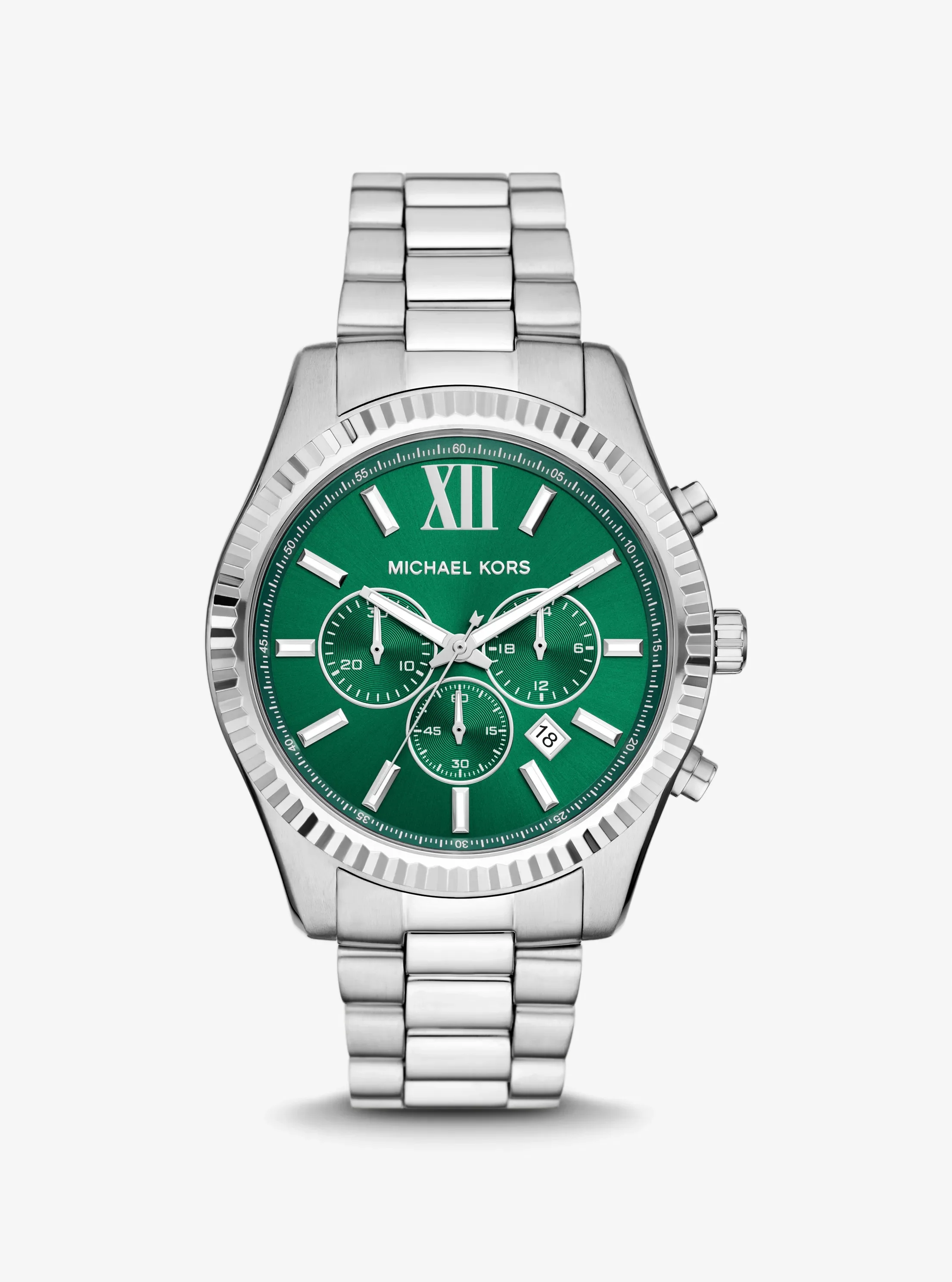 Мужские часы Michael Kors Oversized Lexington Silver-Tone Watch, цвет: Серебряный