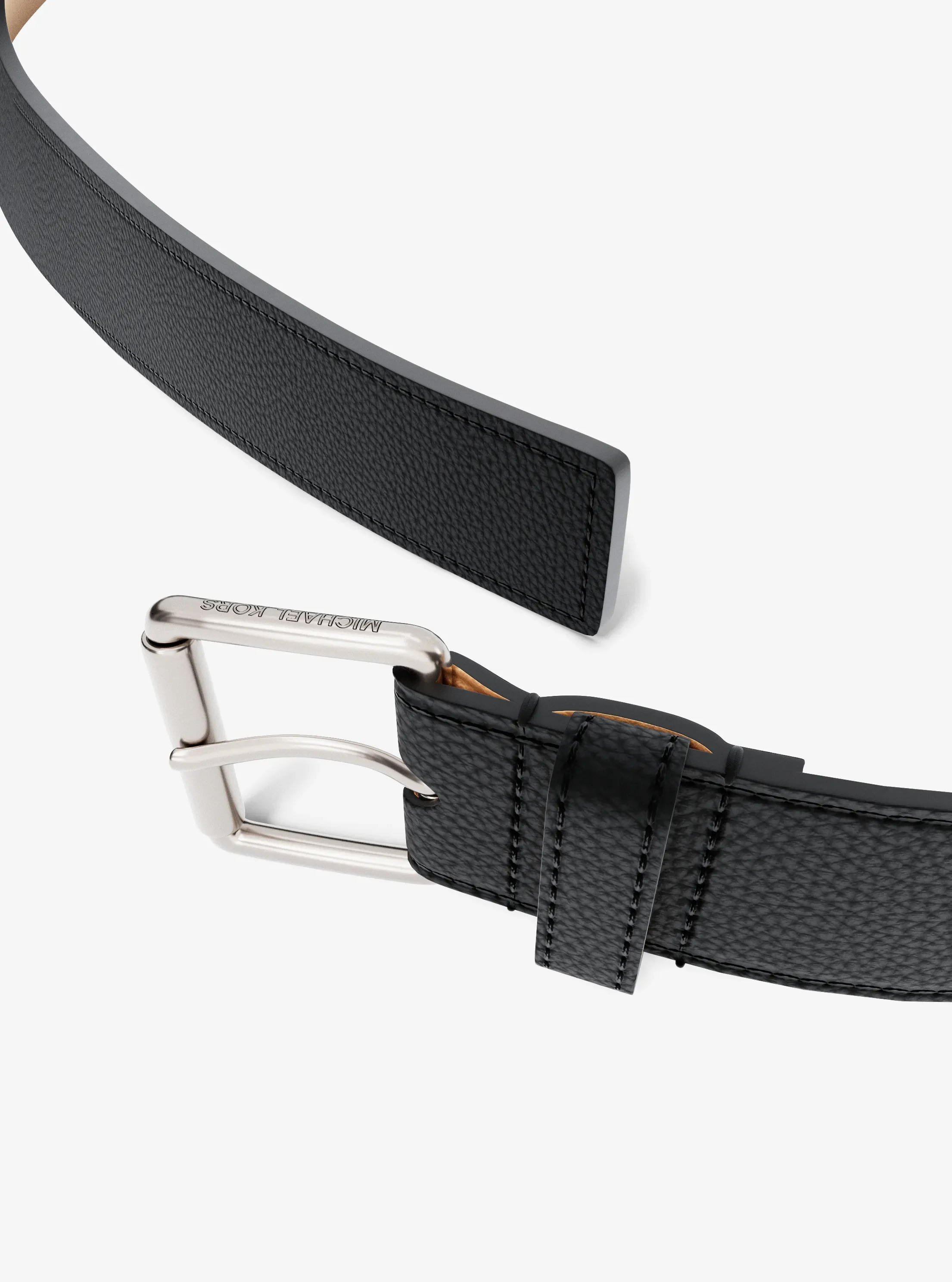 Ремень Michael Kors Pebbled Leather Belt, цвет: Чёрный — фото 2