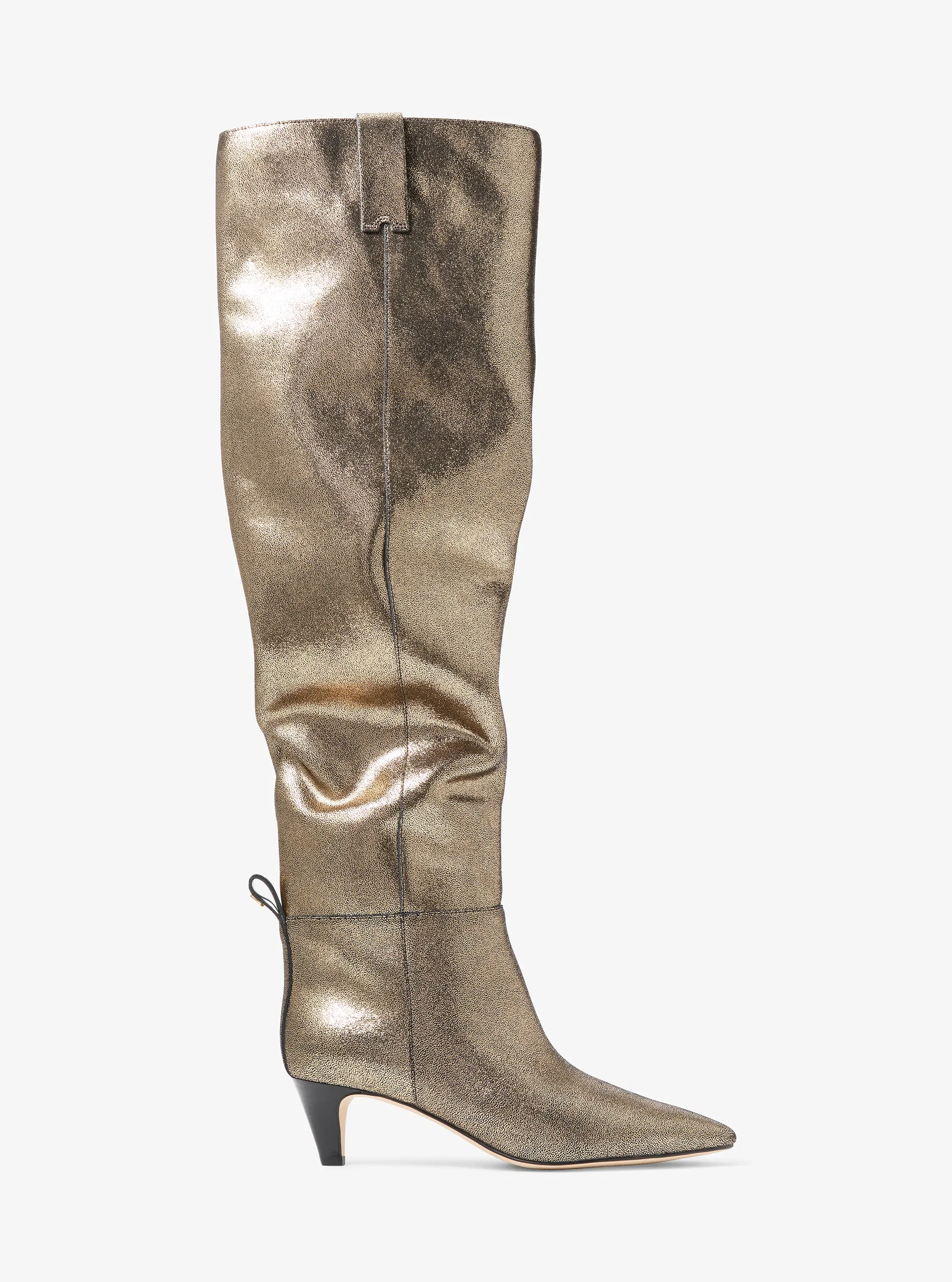 Женские ботинки Michael Kors Daniela Metallic Leather Boot, цвет: Бледный золотой — фото 2