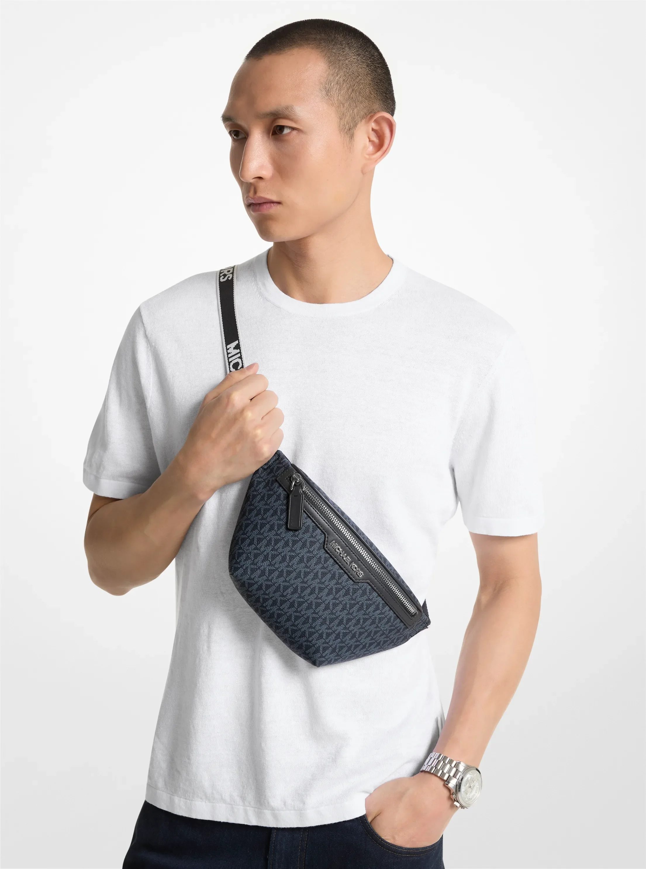 Сумка Michael Kors Cooper Mini Logo Belt, цвет: Admrl/Plblue — фото 7