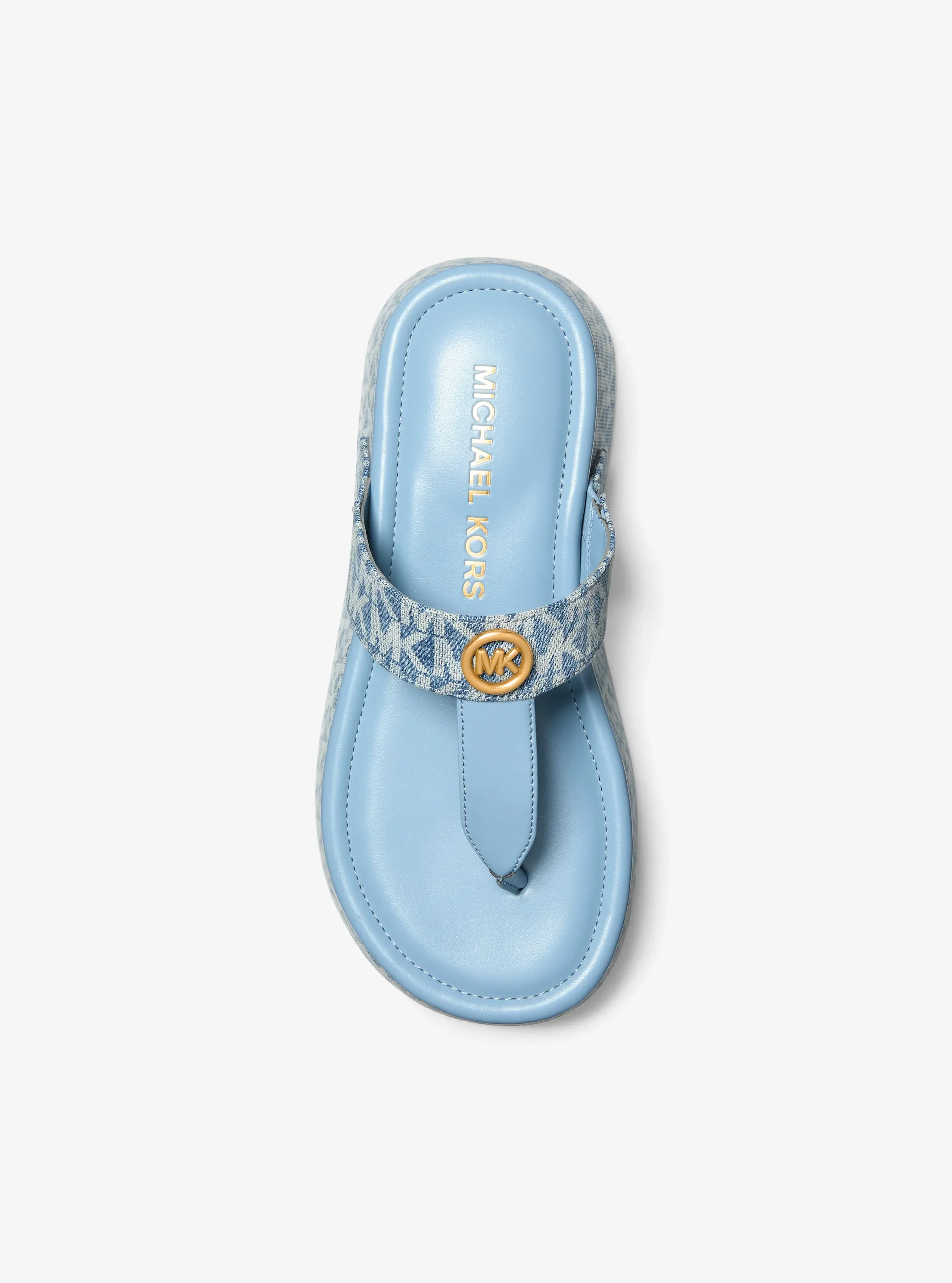 Женские сандалии Michael Kors Koya Signature Logo Denim Platform Flip Flop, цвет: New Hrzn Wsh — фото 3
