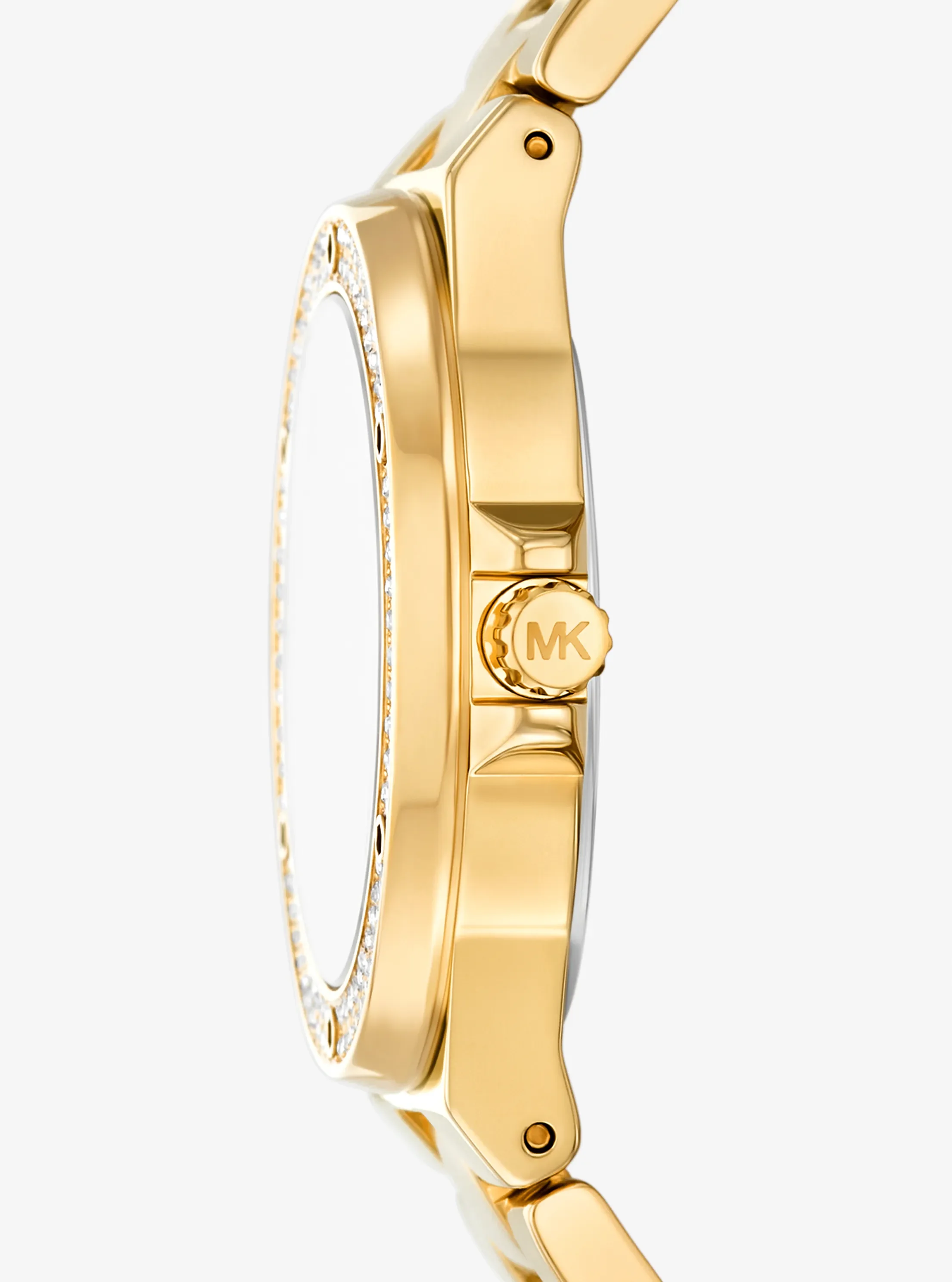 Часы Michael Kors Lennox Pavé Gold-Tone Watch, цвет: Золотой — фото 2