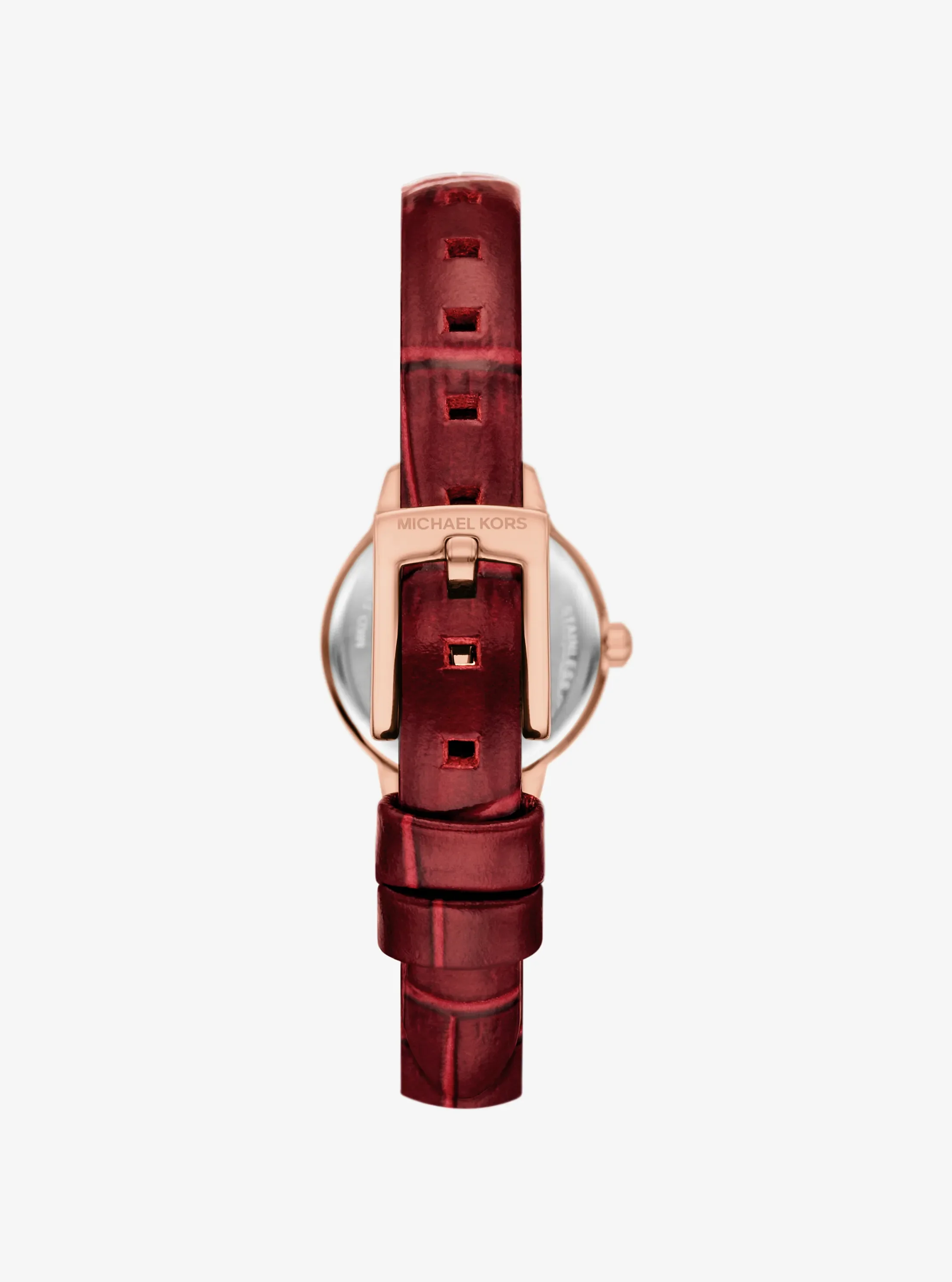 Часы Michael Kors Micro Melissa Pavé Rose Gold-Tone and Crocodile Embossed Leather Watch, цвет: Розовое золото — фото 3