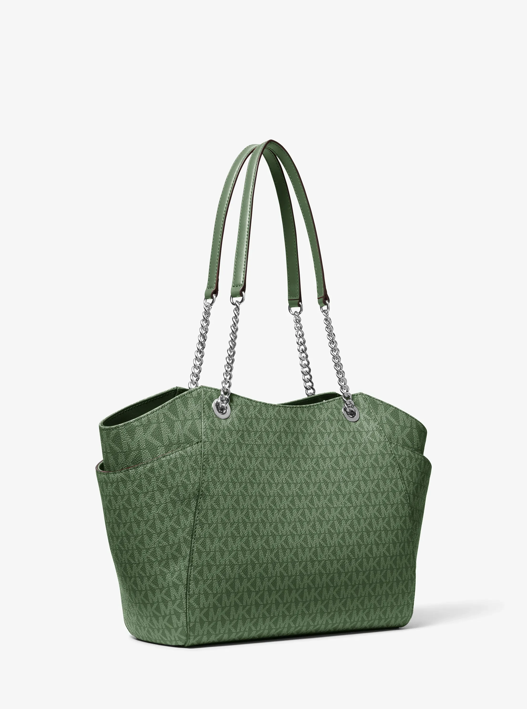 Женская сумка Michael Kors Jet Set Large Signature Logo Shoulder, цвет: Зелёный — фото 3