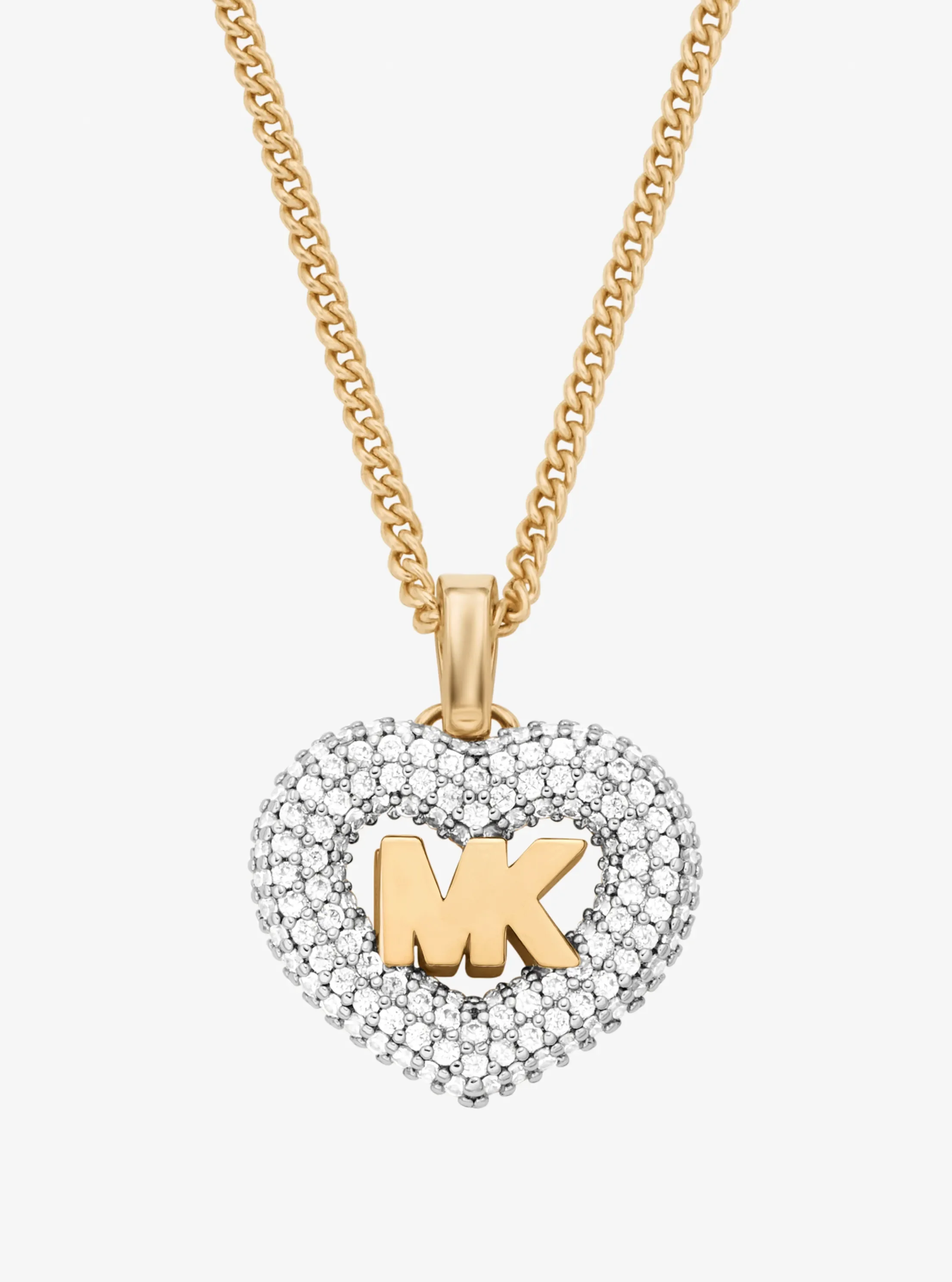 Колье Michael Kors Logo and Pavé Heart, цвет: Золотой — фото 2