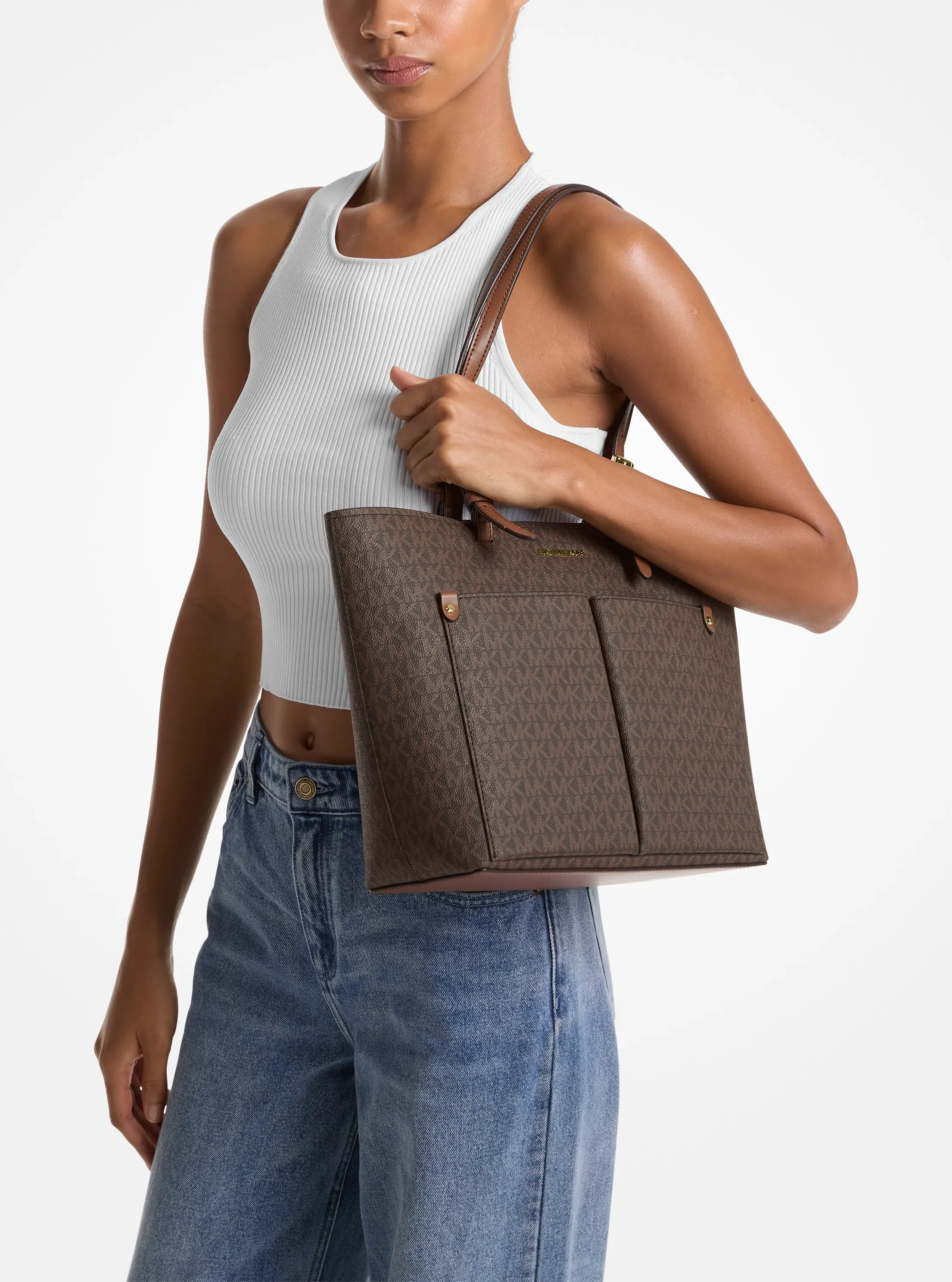 Сумки Michael Kors Jet Set Medium Logo Pocket — фото 3