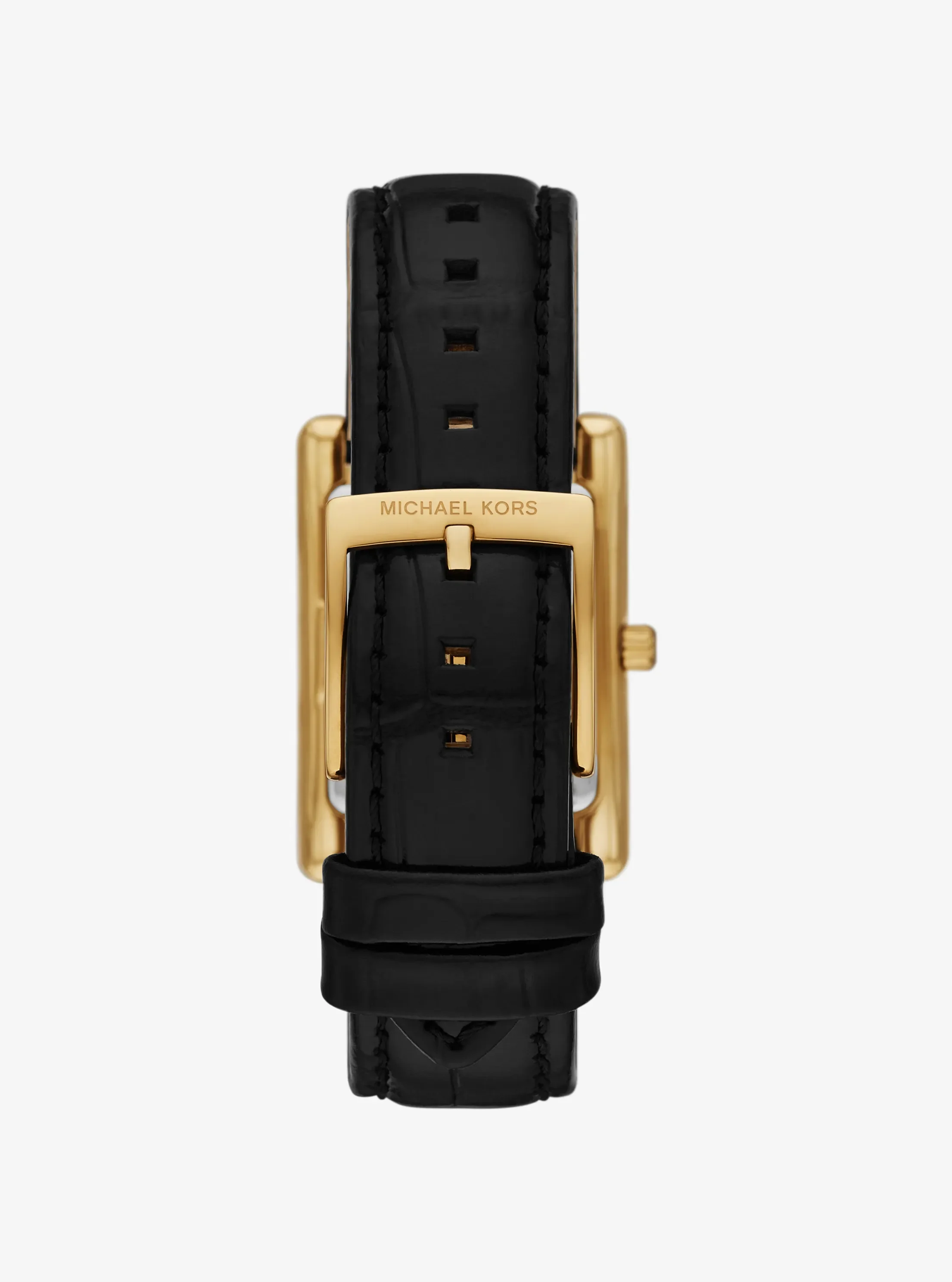 Женские часы Michael Kors Essex Gold-Tone and Crocodile Embossed Leather Watch, цвет: Чёрный — фото 3