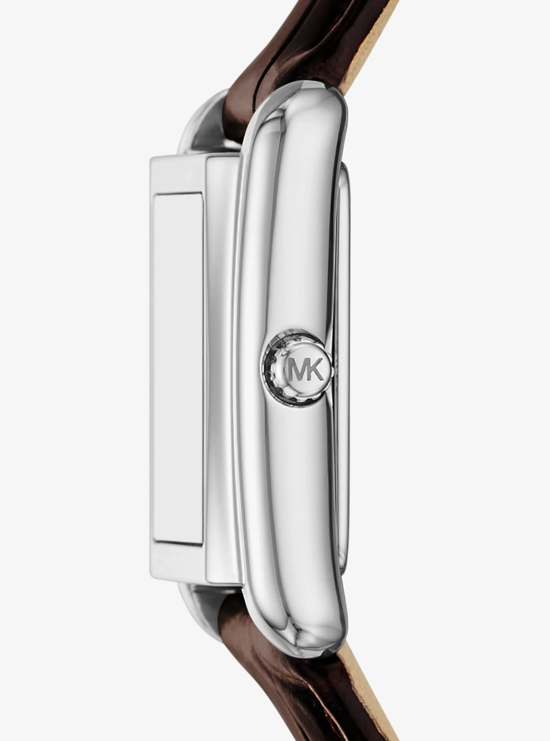 Женские часы Michael Kors Petite Essex Silver-Tone and Crocodile Embossed Leather Strap Watch, цвет: Шоколадный — фото 2