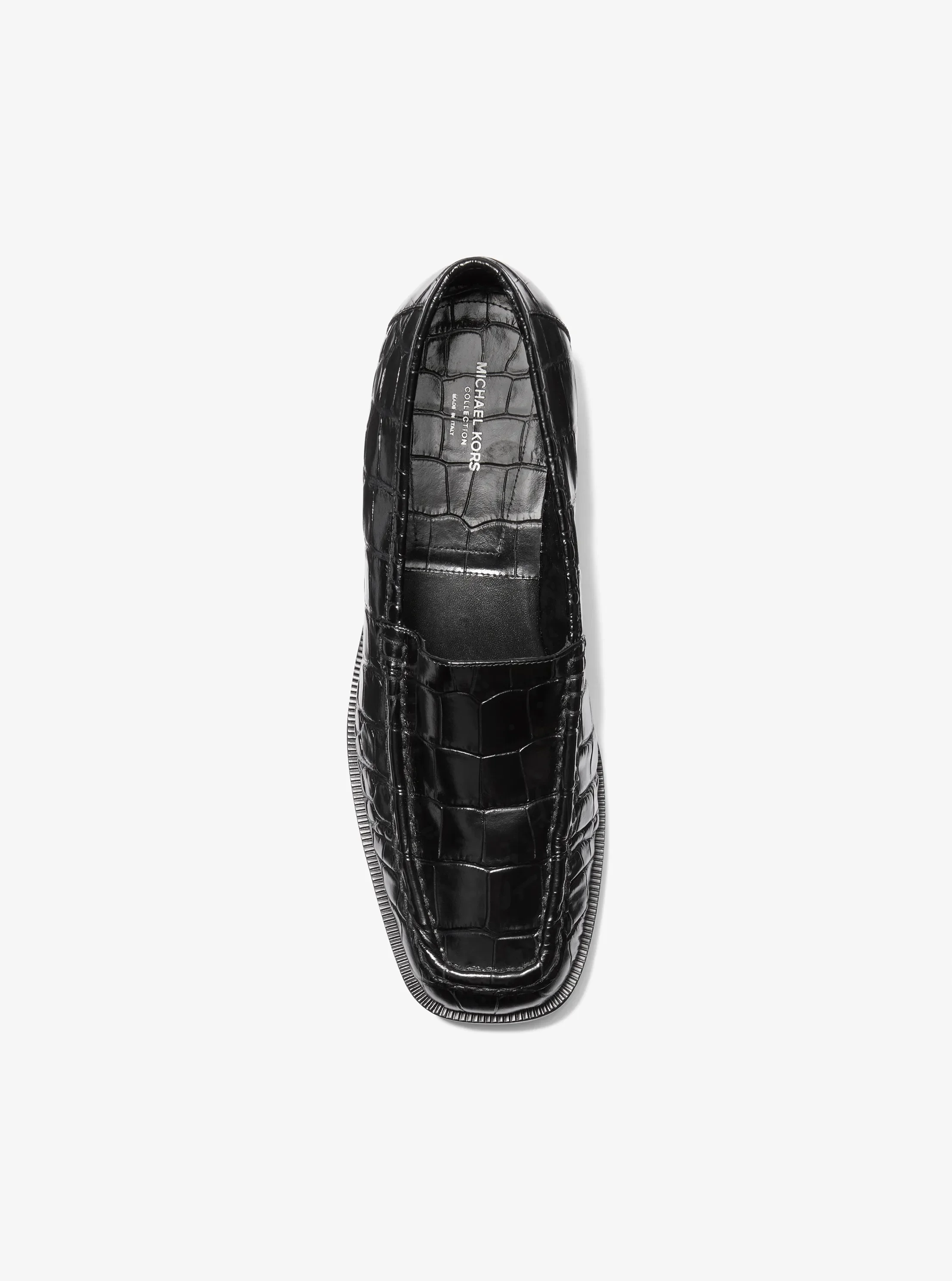 Женские туфли Michael Kors Carolyn Crocodile Embossed Leather Loafer, цвет: Чёрный — фото 3