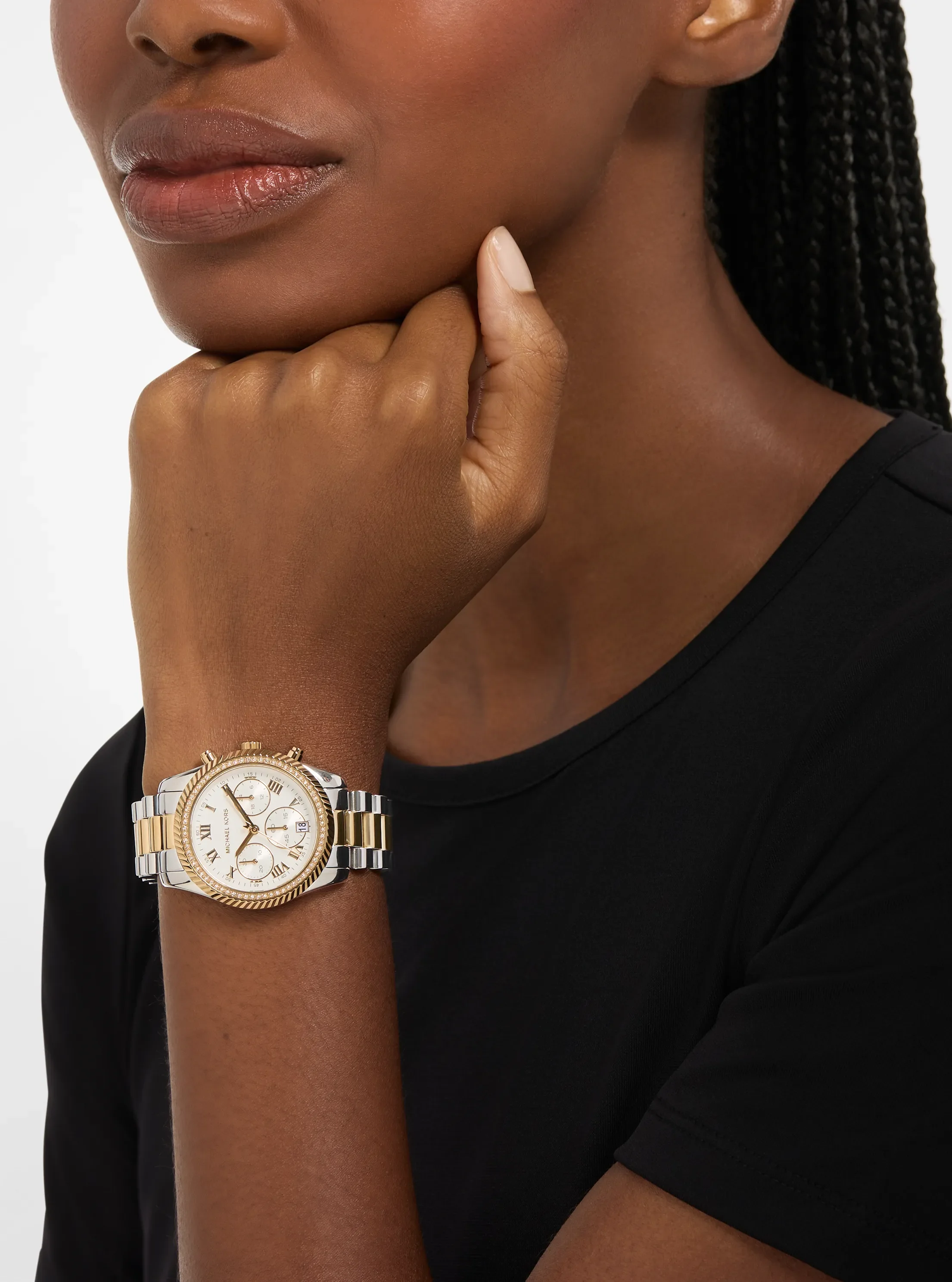 Женские часы Michael Kors Lexington Pavé Two-Tone Watch, цвет: Двухцветный — фото 4