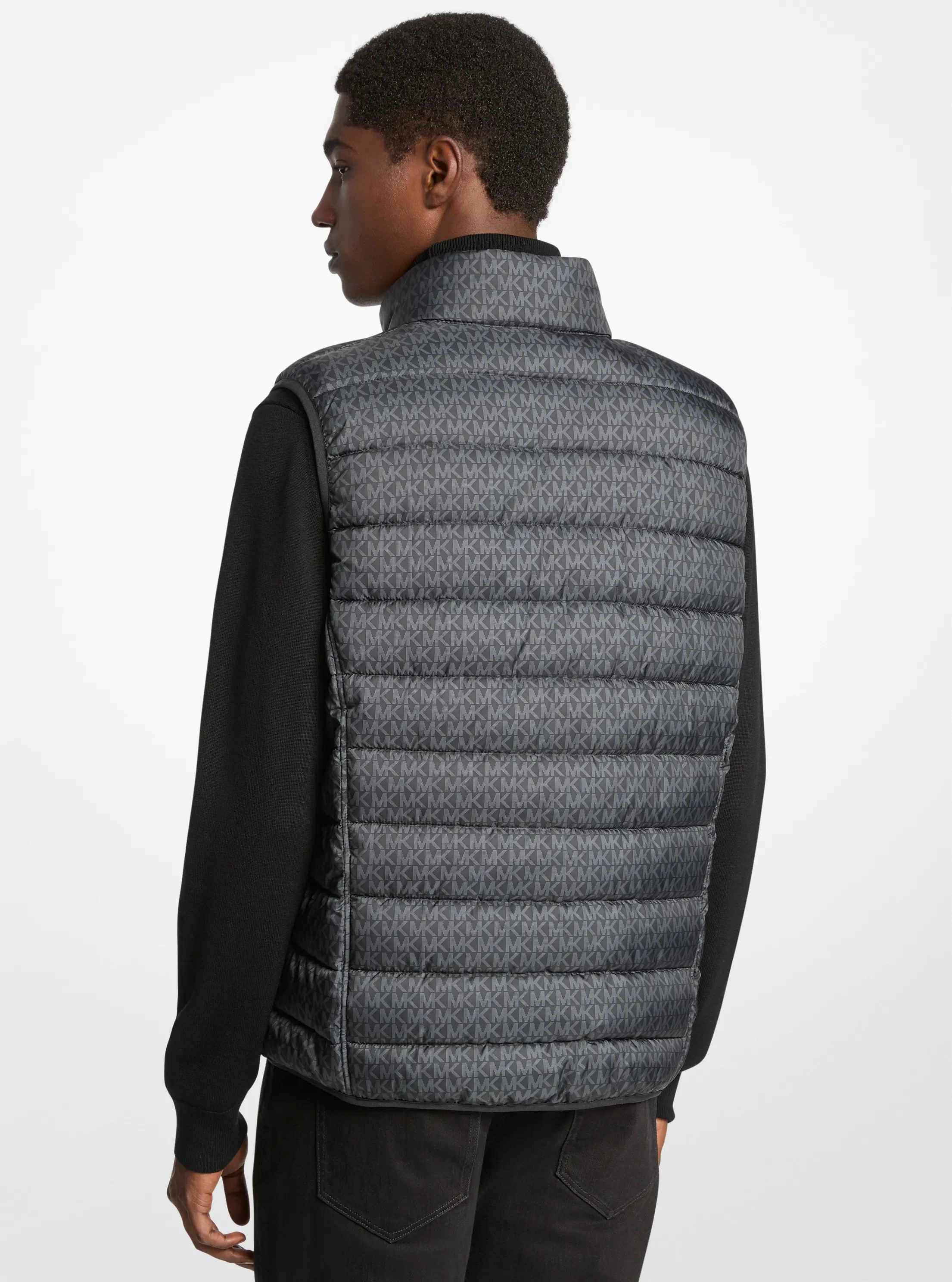 Жилет Michael Kors Abbou Signature Logo Reversible Vest, цвет: Чёрный — фото 2