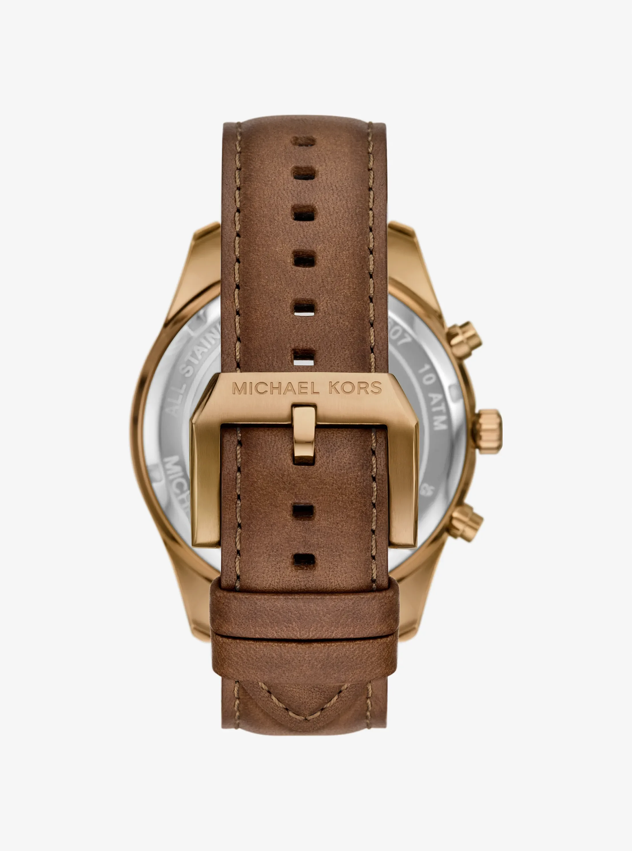 Женские часы Michael Kors Oversized Lexington Beige Gold-Tone Leather Watch — фото 3