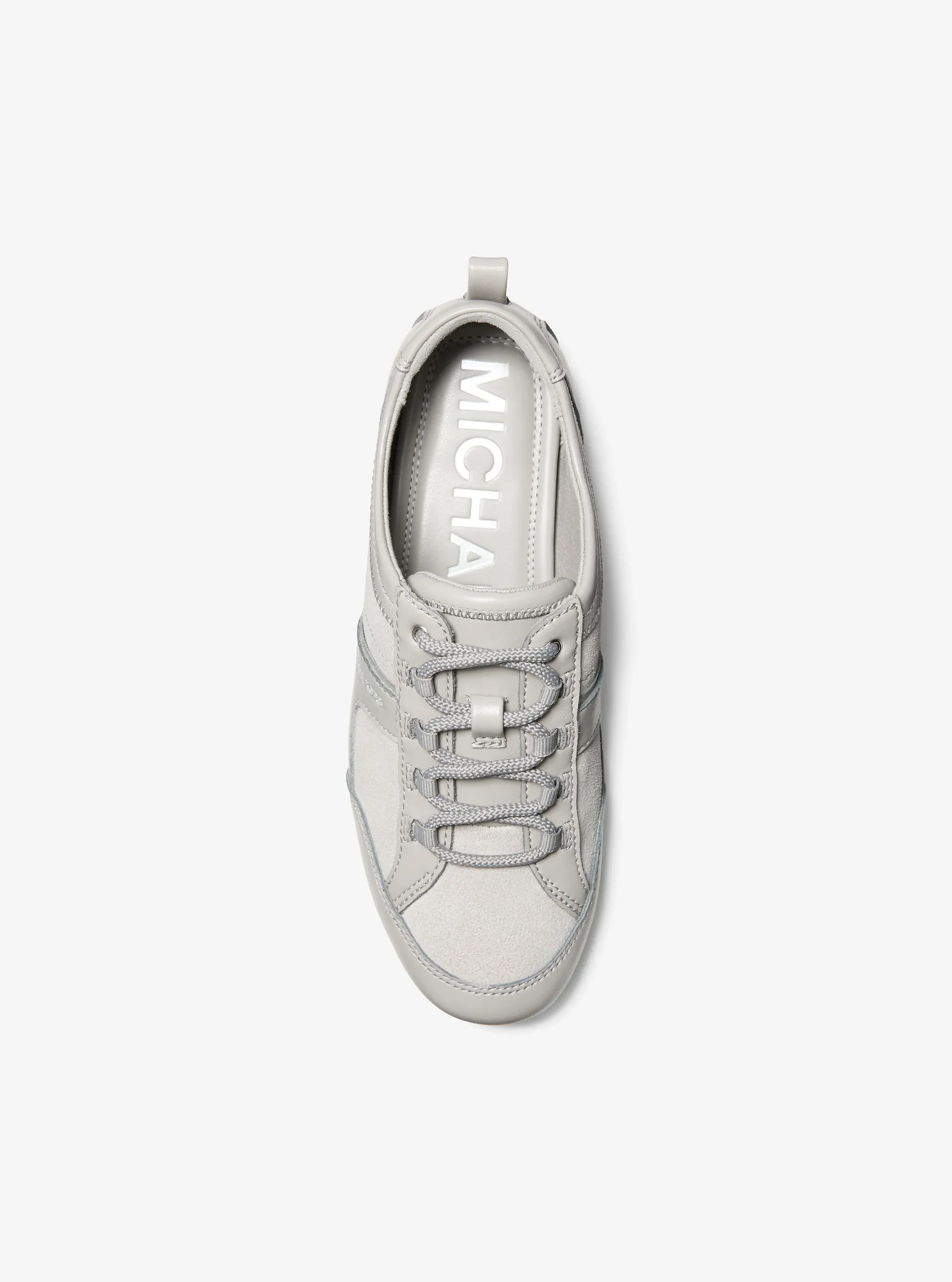 Женские кроссовки Michael Kors Keely Suede and Leather Trainer, цвет: Nickel — фото 4