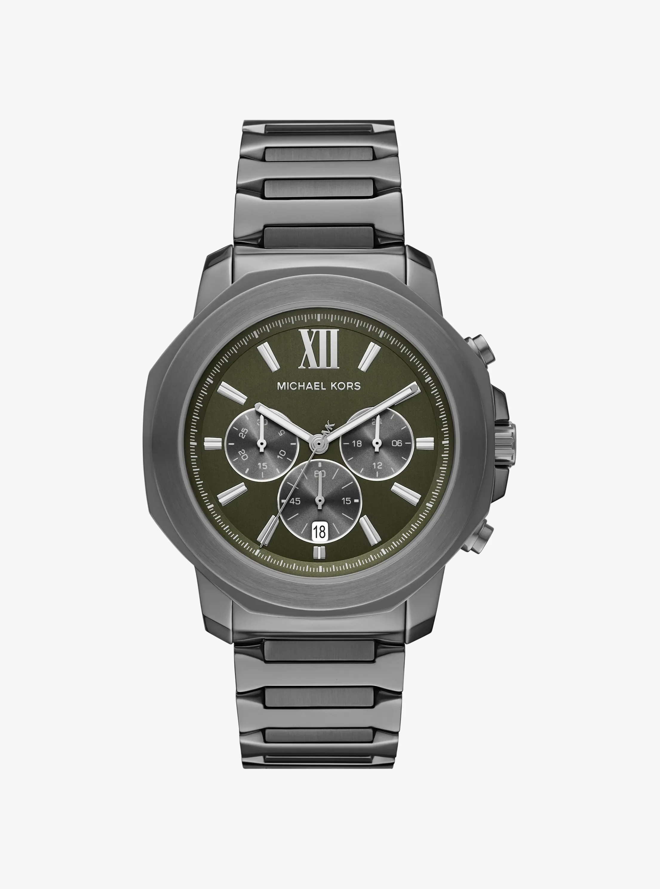 Мужские часы Michael Kors Oversized Prescott Gunmetal Watch, цвет: Графитовый металлик