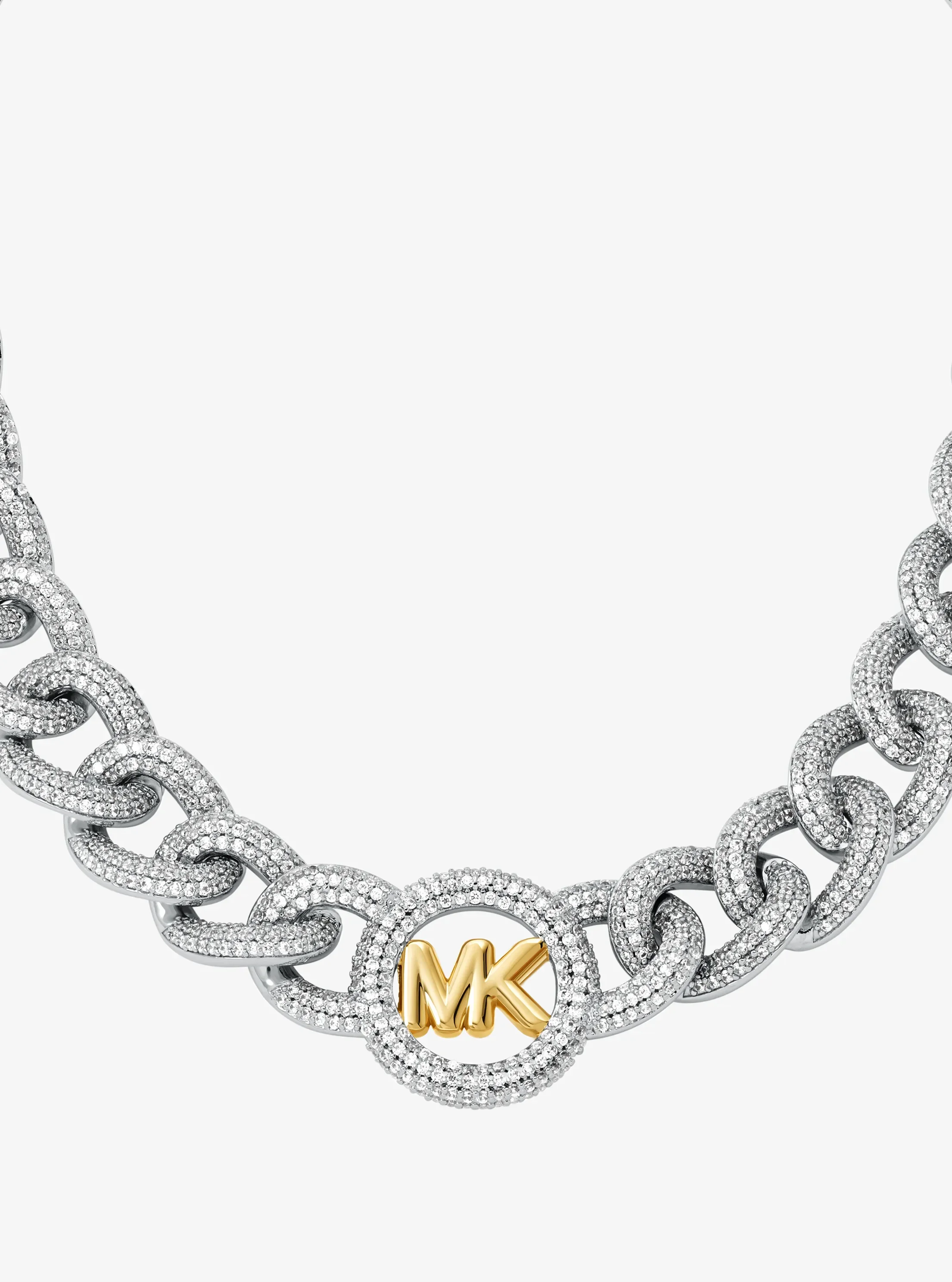Женское колье Michael Kors Pavé Logo Curb-Link, цвет: Двухцветный — фото 2