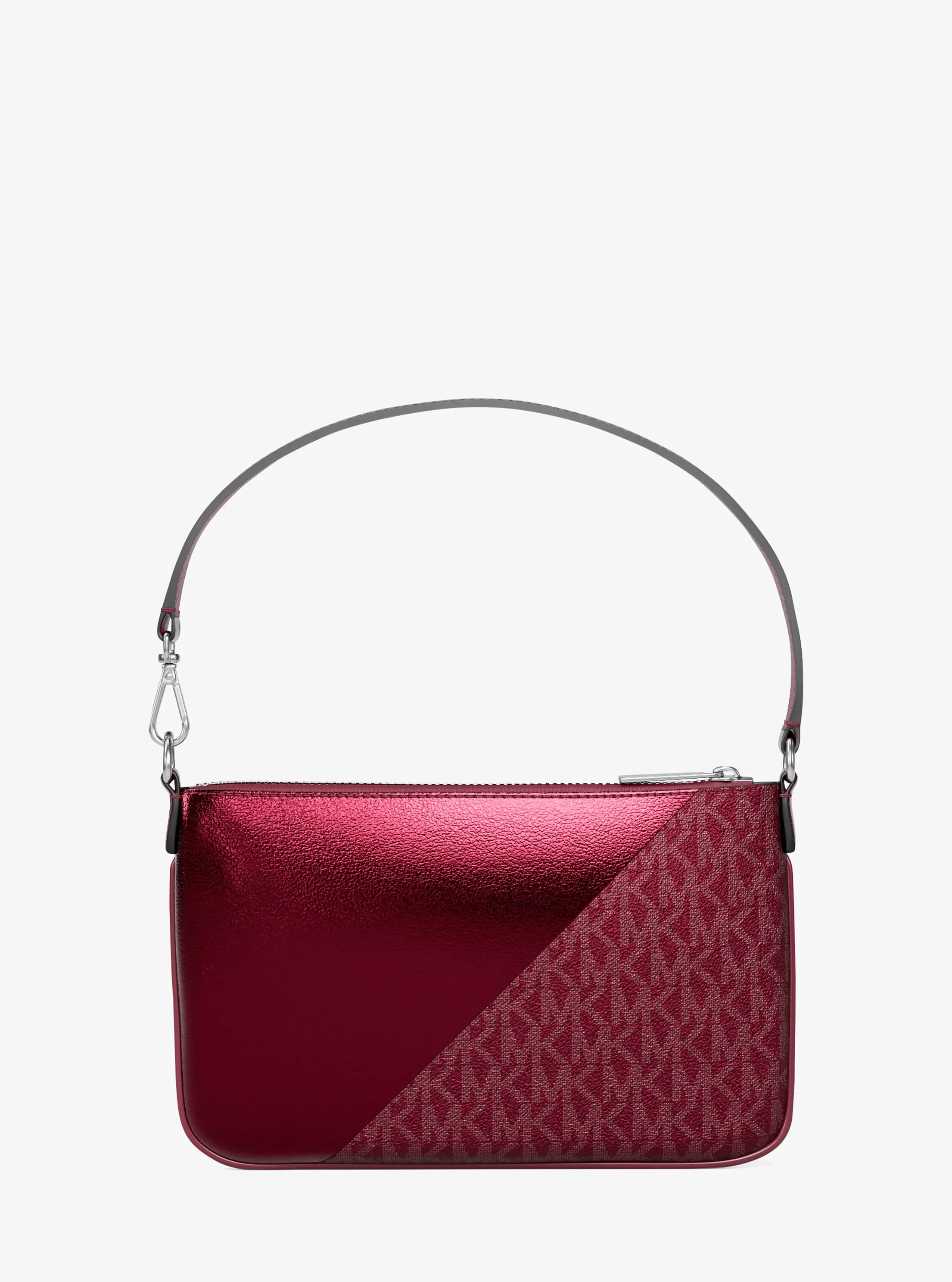 Сумка Michael Kors Jet Set Travel Metallic and Signature Logo Wristlet, цвет: Тёмно-бордовый — фото 3