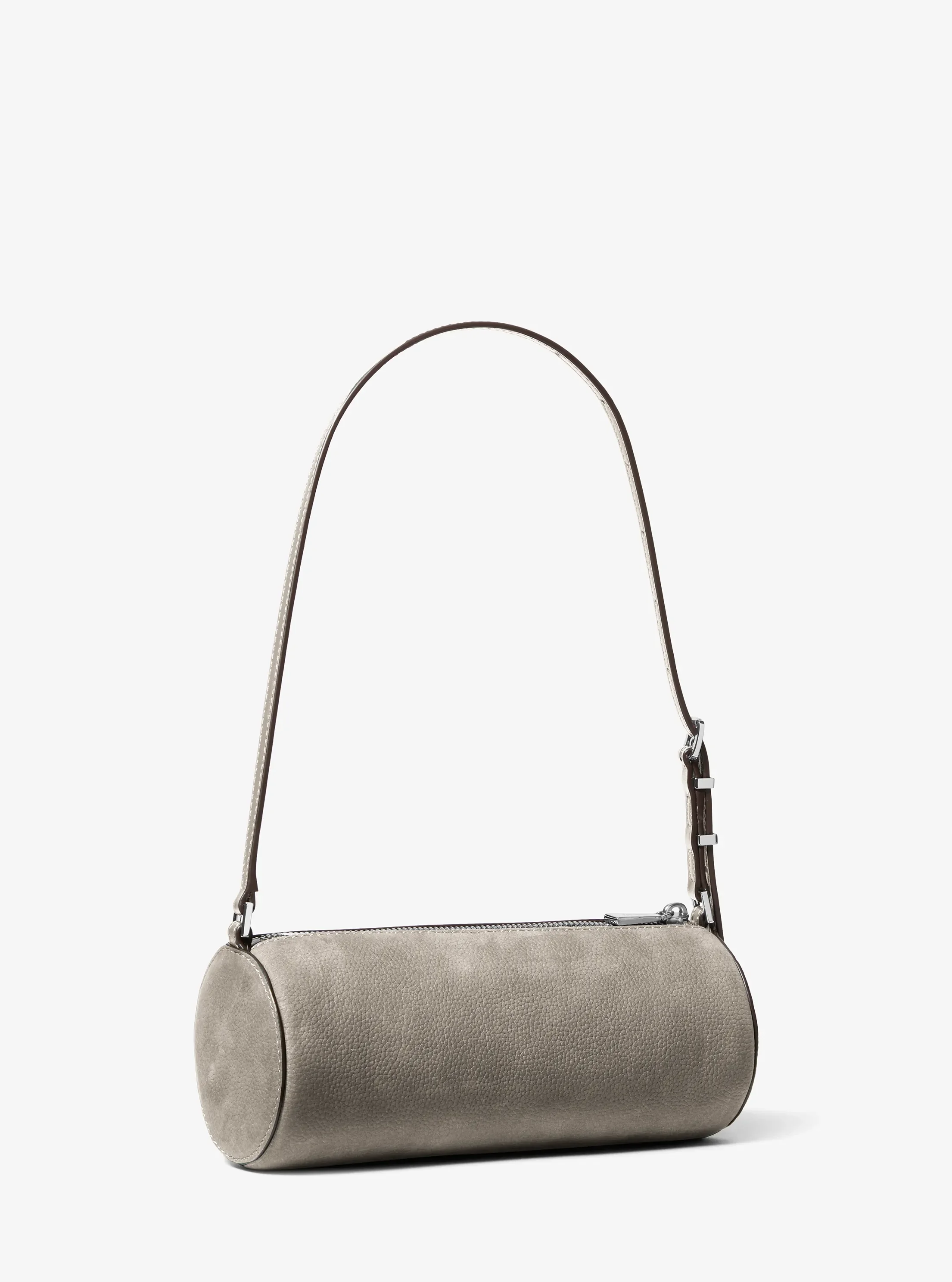 Женская сумка Michael Kors Izzy Small Nubuck Barrel Pochette, цвет: Меланжевый серый — фото 3