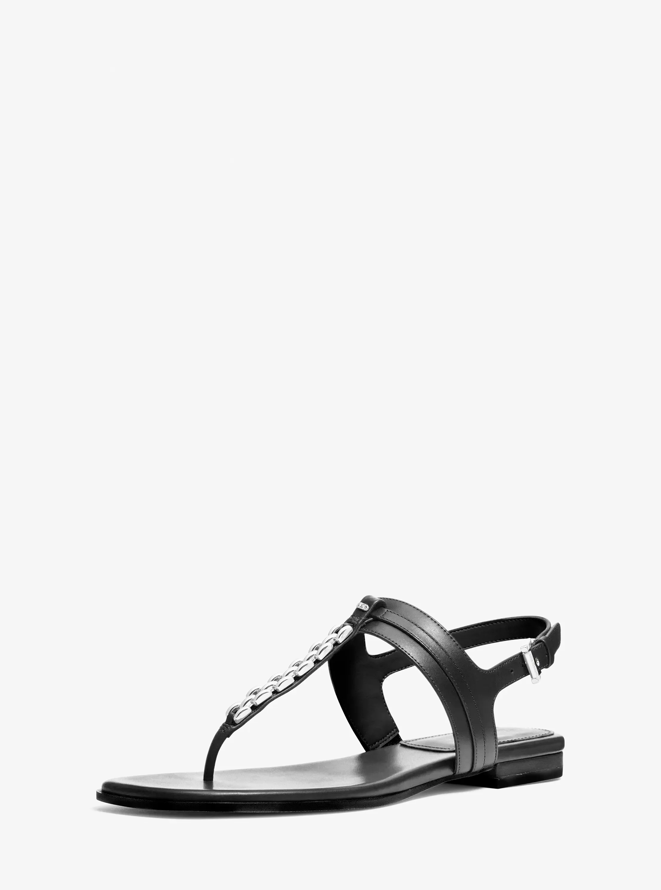 Женские сандалии Michael Kors Marcia Embellished Leather Sandal, цвет: Чёрный — фото 4