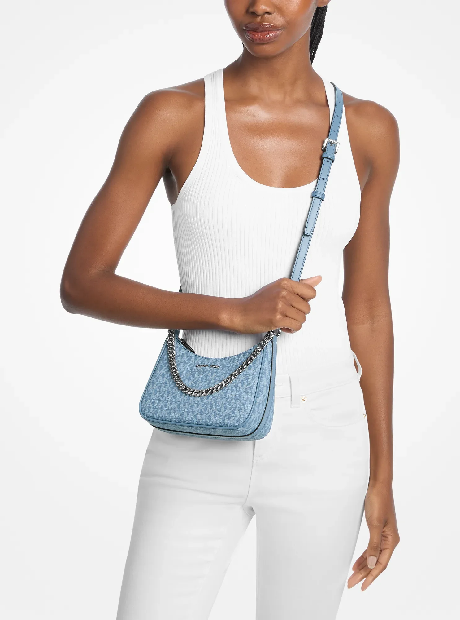Сумки Michael Kors Jet Set Travel Small Signature Logo Convertible Pochette — фото 3