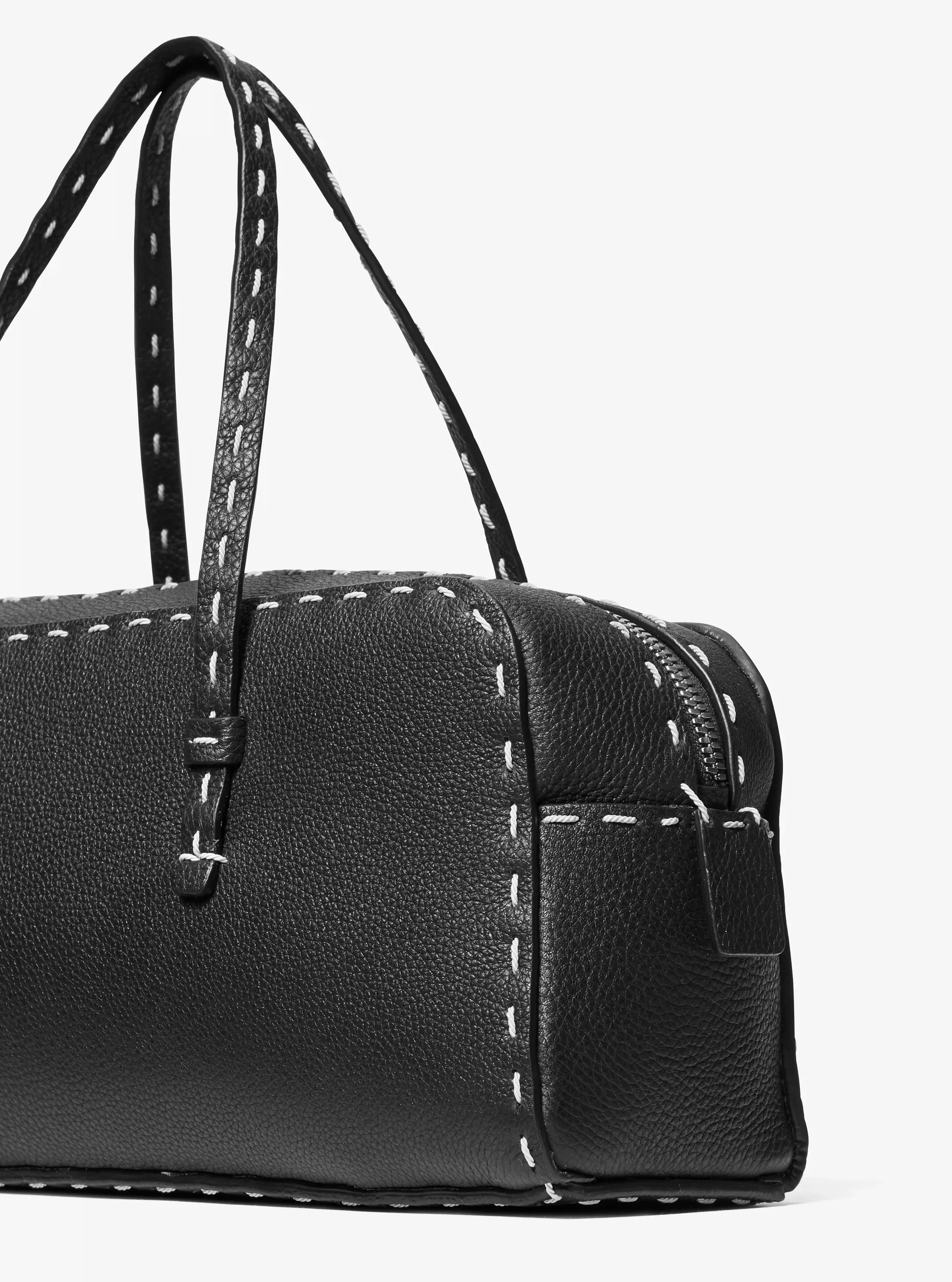 Женская сумка Michael Kors Roberta Hand-Stitched Pebbled Leather Satchel, цвет: Чёрный — фото 4