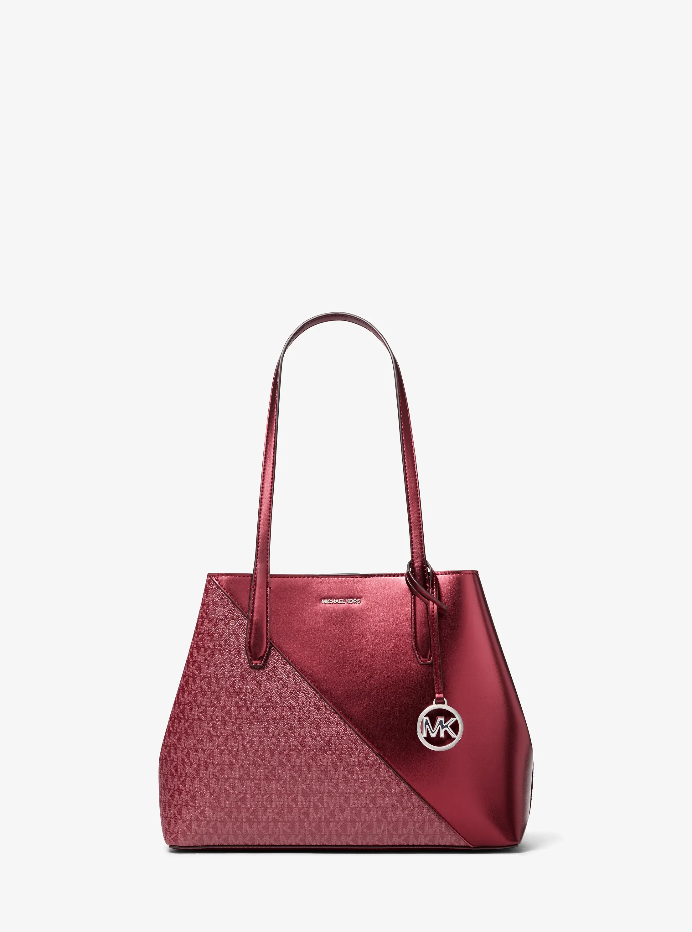 Женская сумка Michael Kors Avalon Medium Metallic and Signature Logo, цвет: Тёмно-бордовый — фото 4