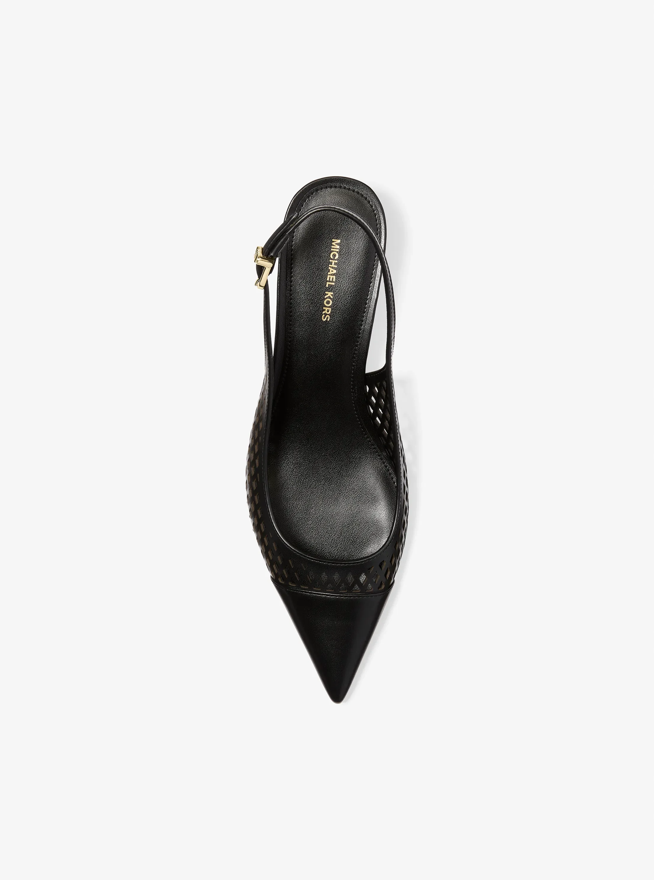 Женские туфли Michael Kors Amara Laser-Cut Leather Slingback Pump, цвет: Чёрный — фото 3