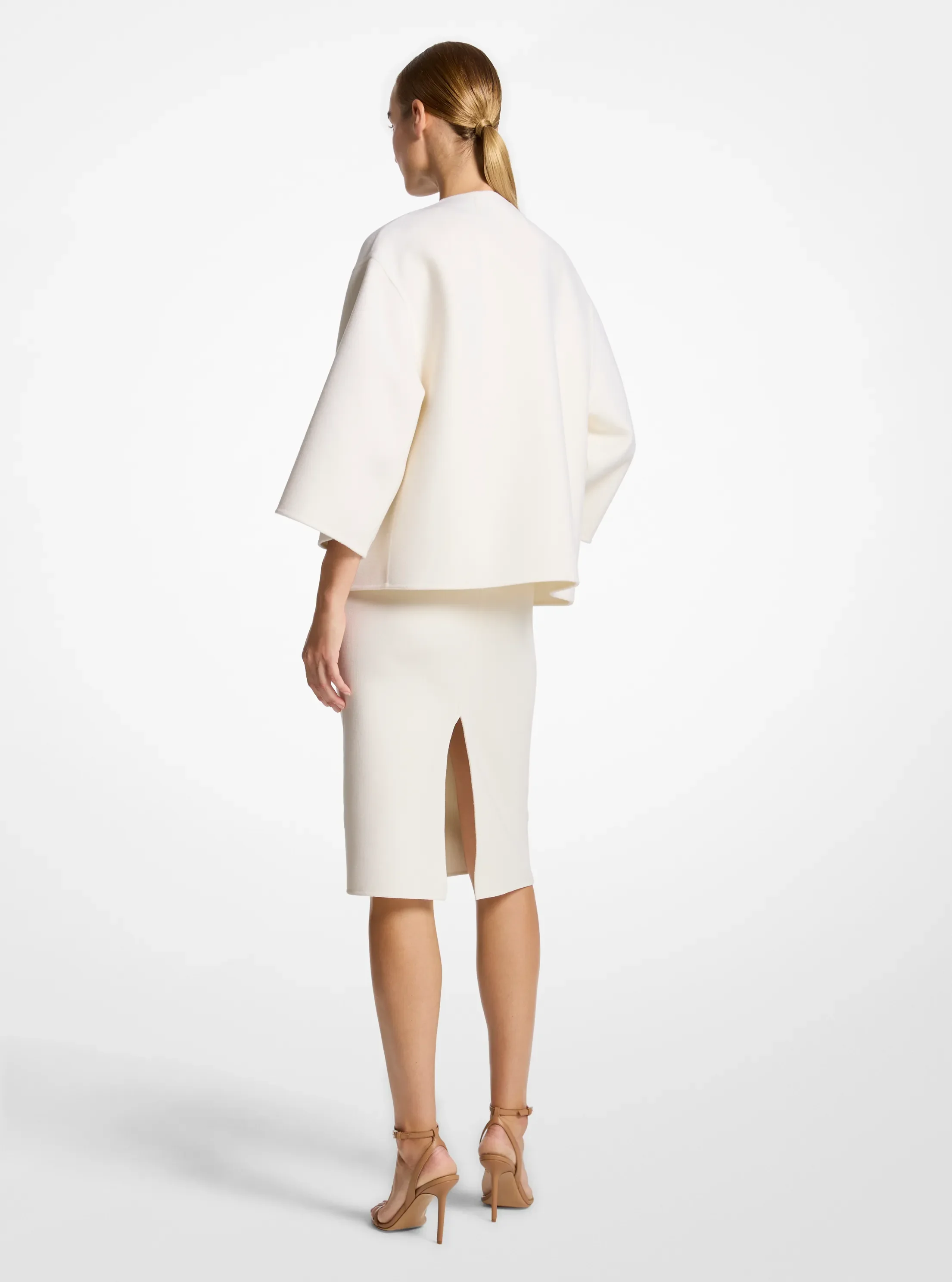 Женская куртка Michael Kors Double Faced Wool Kimono, цвет: Слоновая кость — фото 2